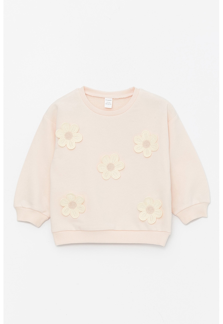 Bluza de trening cu decolteu la baza gatului si aplicatie florala Bluza de trening cu decolteu la baza gatului si aplicatie florala