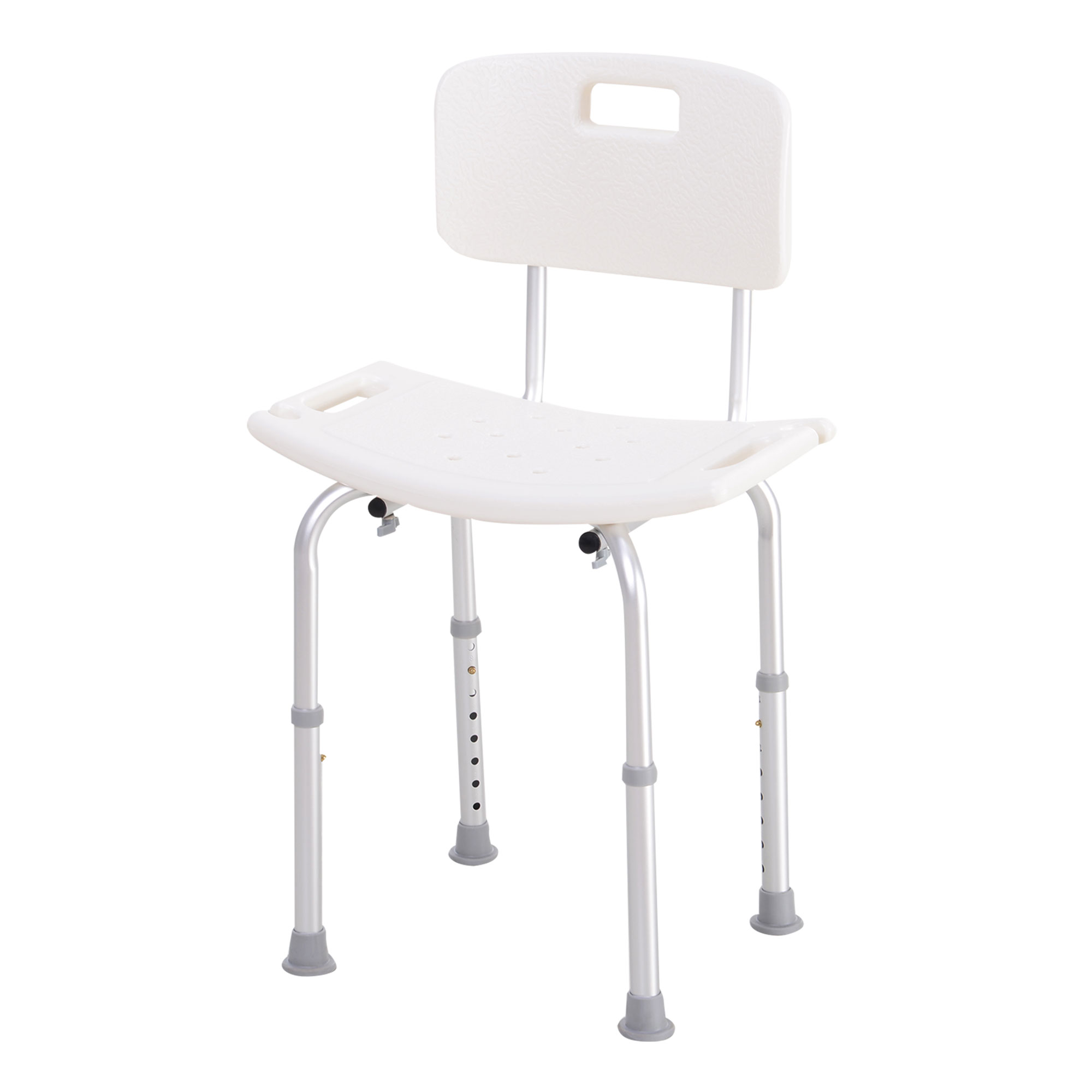 Scaun cu spatar pentru dus din HDPE antibacterian, cadru aluminiu, picioare anti-alunecare, sustine 135kg 55X50.6X67,5-85,5cm HOMCOM | Aosom RO Scaun cu spatar pentru dus din HDPE antibacterian, cadru aluminiu, picioare anti-alunecare, sustine 135kg 55X50.6X67,5-85,5cm HOMCOM | Aosom RO