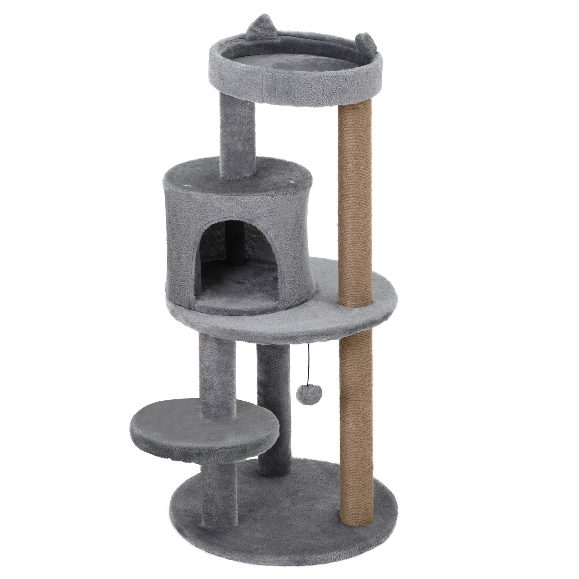 Ansamblu de Joacă PawHut pentru Pisici, 3 Nivele cu Plus Moale, Gri, 48x48x104cm | Aosom Romania Ansamblu de Joacă PawHut pentru Pisici, 3 Nivele cu Plus Moale, Gri, 48x48x104cm | Aosom Romania