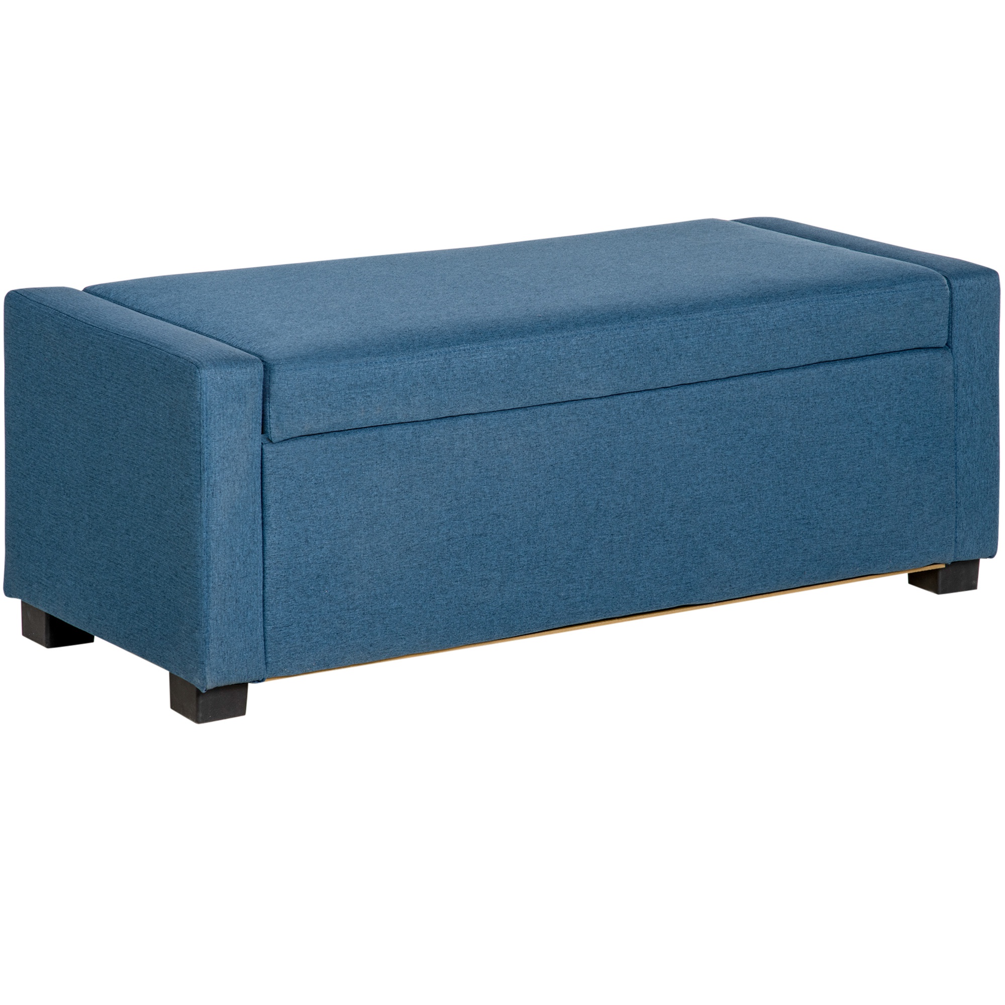 Banca dormitor HOMCOM cu Compartiment de Depozitare, Lada de Design, Banca Capitonata din Tesatura Albastru inchis, 120x50x44cm Banca dormitor HOMCOM cu Compartiment de Depozitare, Lada de Design, Banca Capitonata din Tesatura Albastru inchis, 120x50x44cm