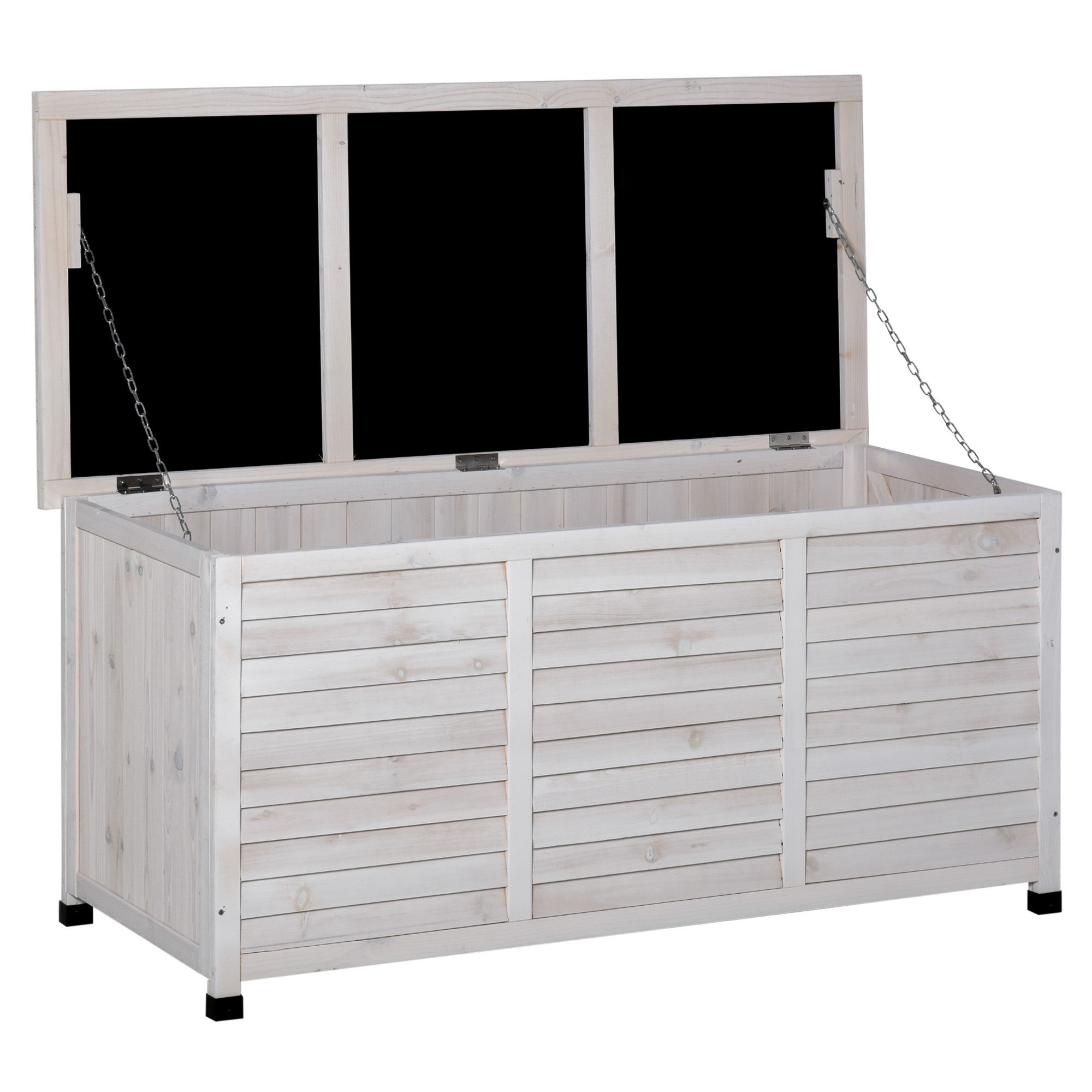 Banca tip container de depozitare Outsunny, 127x56x60cm, alb | AOSOM RO Banca tip container de depozitare Outsunny, 127x56x60cm, alb | AOSOM RO