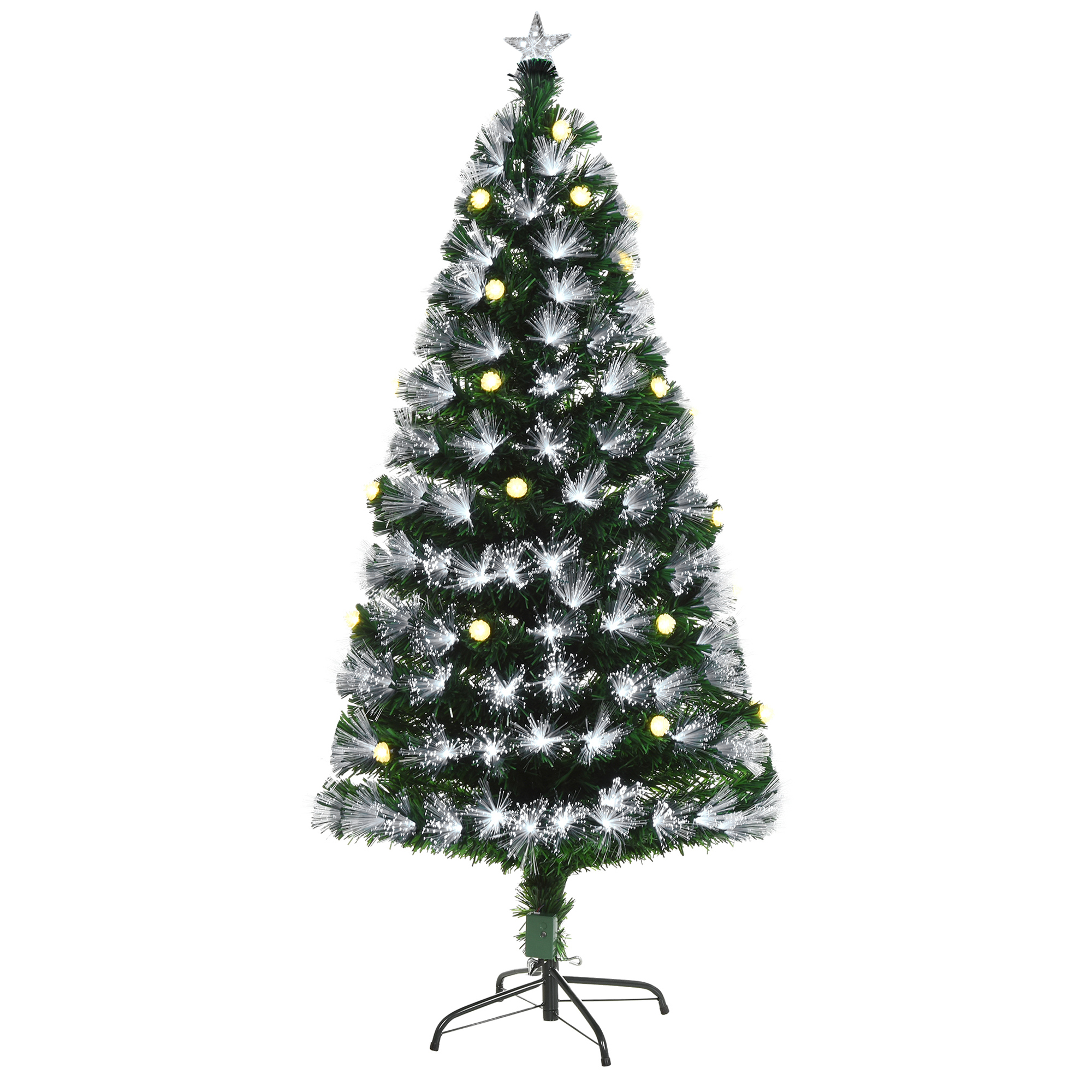 Brad de Craciun artificial de 120 cm, cu 130 de ramuri cu lumina LED cu fibra optica, baza pliabila detasabila, verde Φ63x120cm HOMCOM | Aosom RO Brad de Craciun artificial de 120 cm, cu 130 de ramuri cu lumina LED cu fibra optica, baza pliabila detasabila, verde Φ63x120cm HOMCOM | Aosom RO