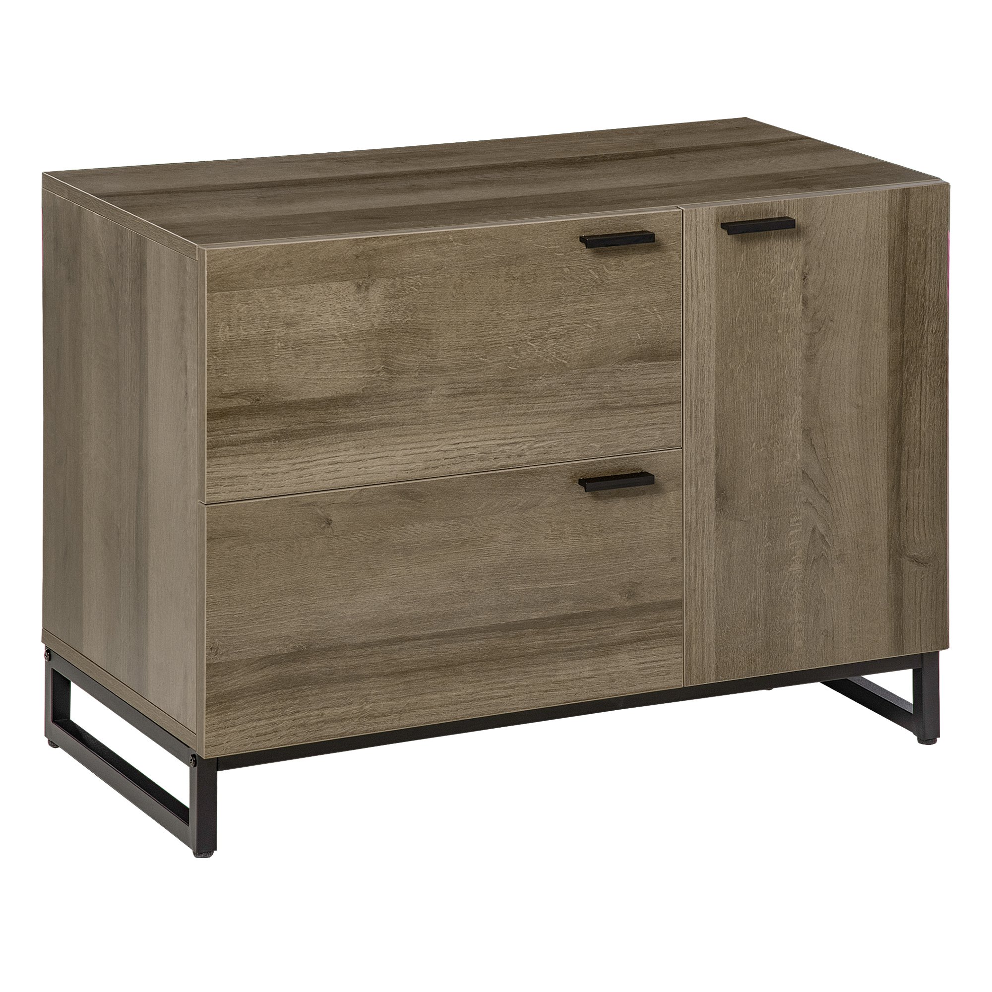 Bufet Multifuncțional Modern HOMCOM, Combinație Lemn și Metal, 2 Sertare și Dulapior, Design Elegant, 80x41.5x58cm, Lemn Natural | Aosom Romania Bufet Multifuncțional Modern HOMCOM, Combinație Lemn și Metal, 2 Sertare și Dulapior, Design Elegant, 80x41.5x58cm, Lemn Natural | Aosom Romania