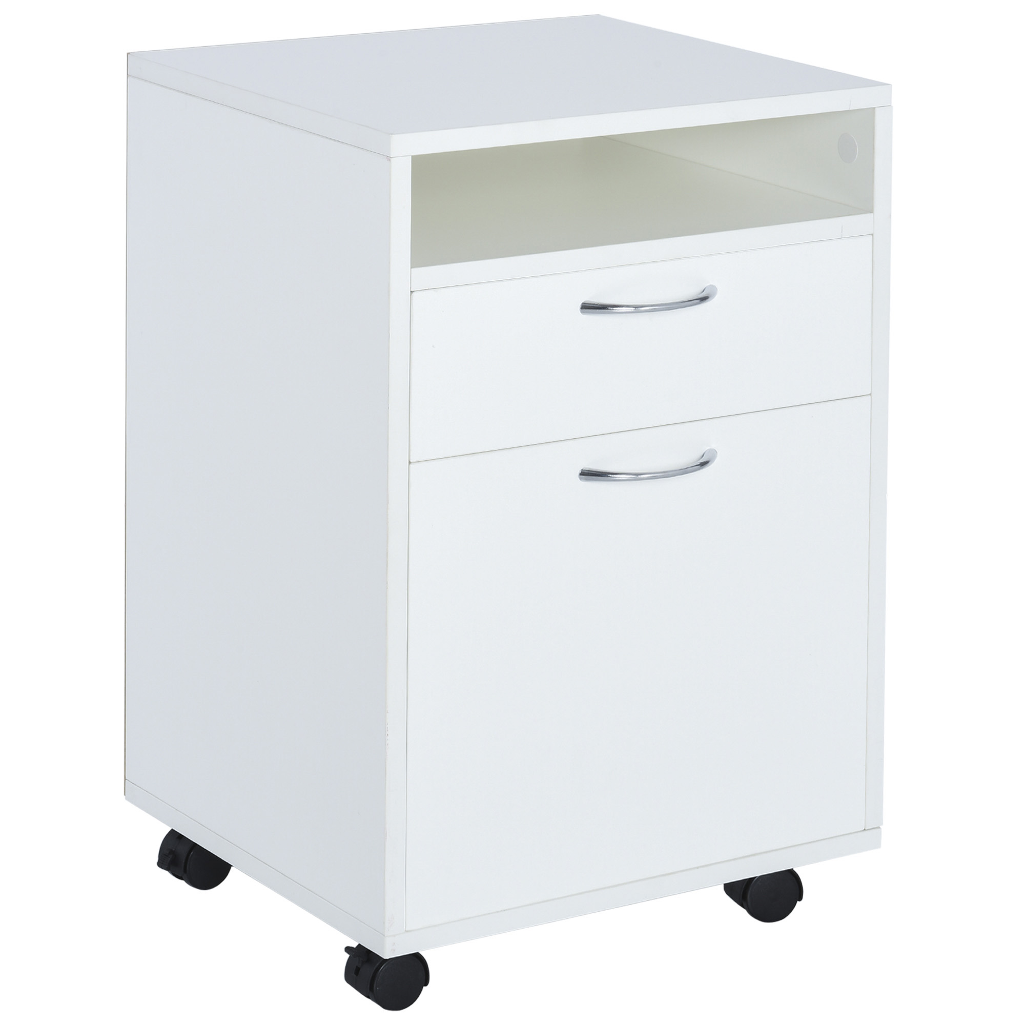 Comodă Mobilă pentru Birou HOMCOM, cu Roți, Design Compact, 40x35x60cm, Alb | Aosom Romania Comodă Mobilă pentru Birou HOMCOM, cu Roți, Design Compact, 40x35x60cm, Alb | Aosom Romania