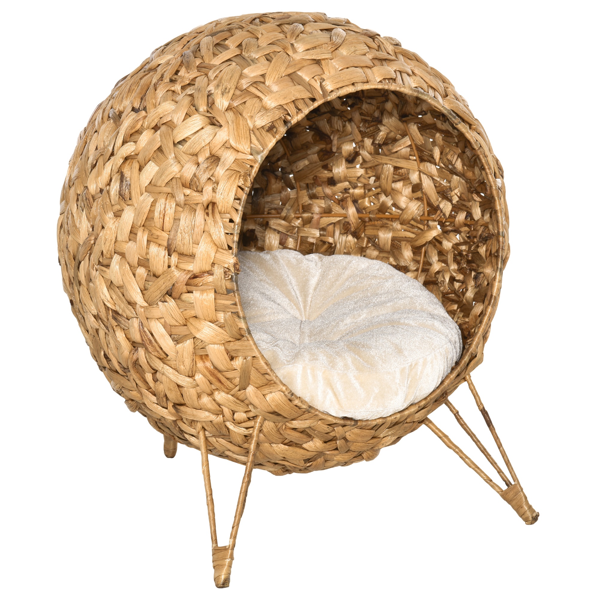 Cos pentru Pisici Confortabil PawHut, Casuță din Ratan Sintetic și Metal, Cușcă Moale din Pluș, Maro, Φ52x58cm | Aosom Romania Cos pentru Pisici Confortabil PawHut, Casuță din Ratan Sintetic și Metal, Cușcă Moale din Pluș, Maro, Φ52x58cm | Aosom Romania