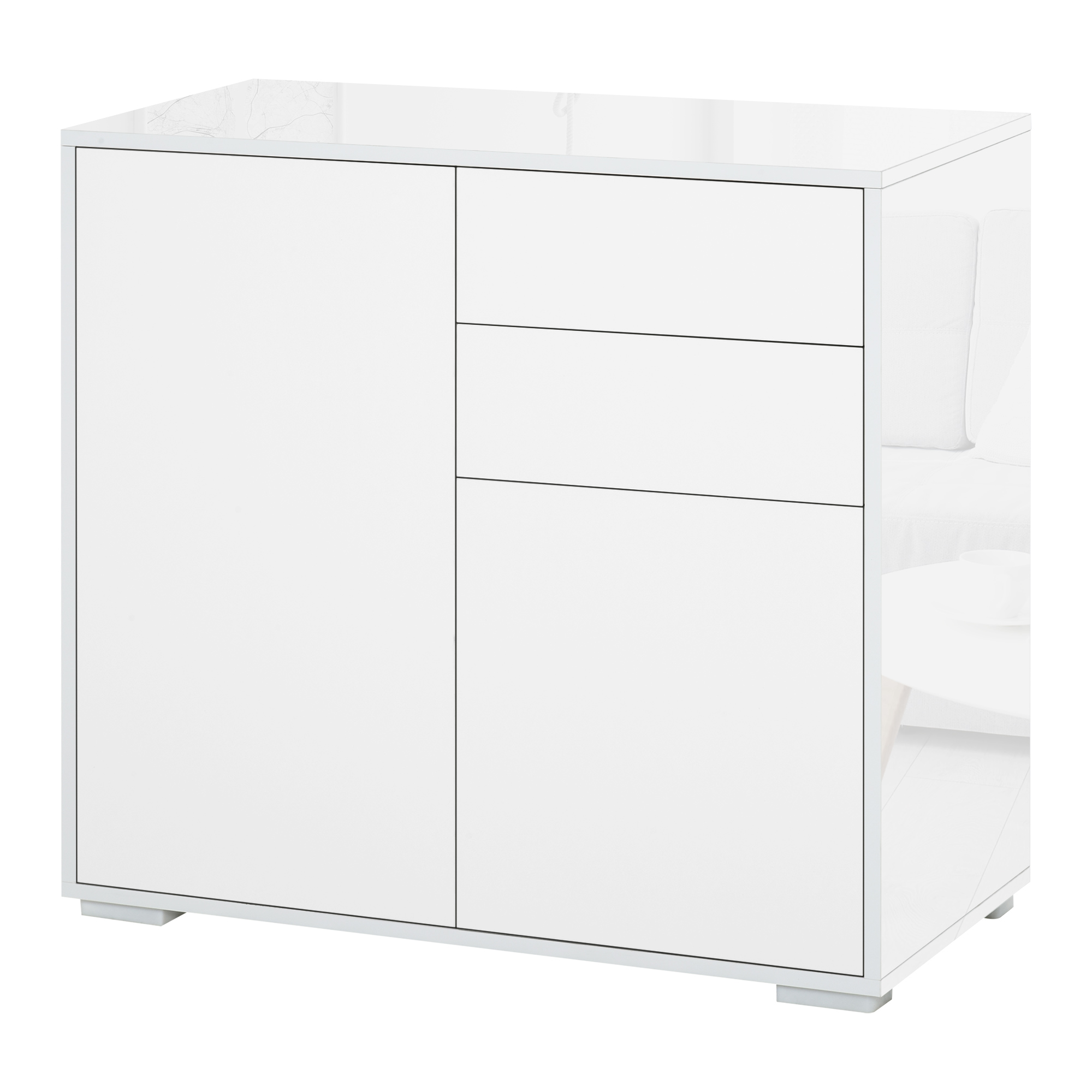Dulapior cu sertare si 2 Dulapioare cu polite reglabile, Deschidere prin Presiune 79x36x74cm HOMCOM | Aosom RO Dulapior cu sertare si 2 Dulapioare cu polite reglabile, Deschidere prin Presiune 79x36x74cm HOMCOM | Aosom RO
