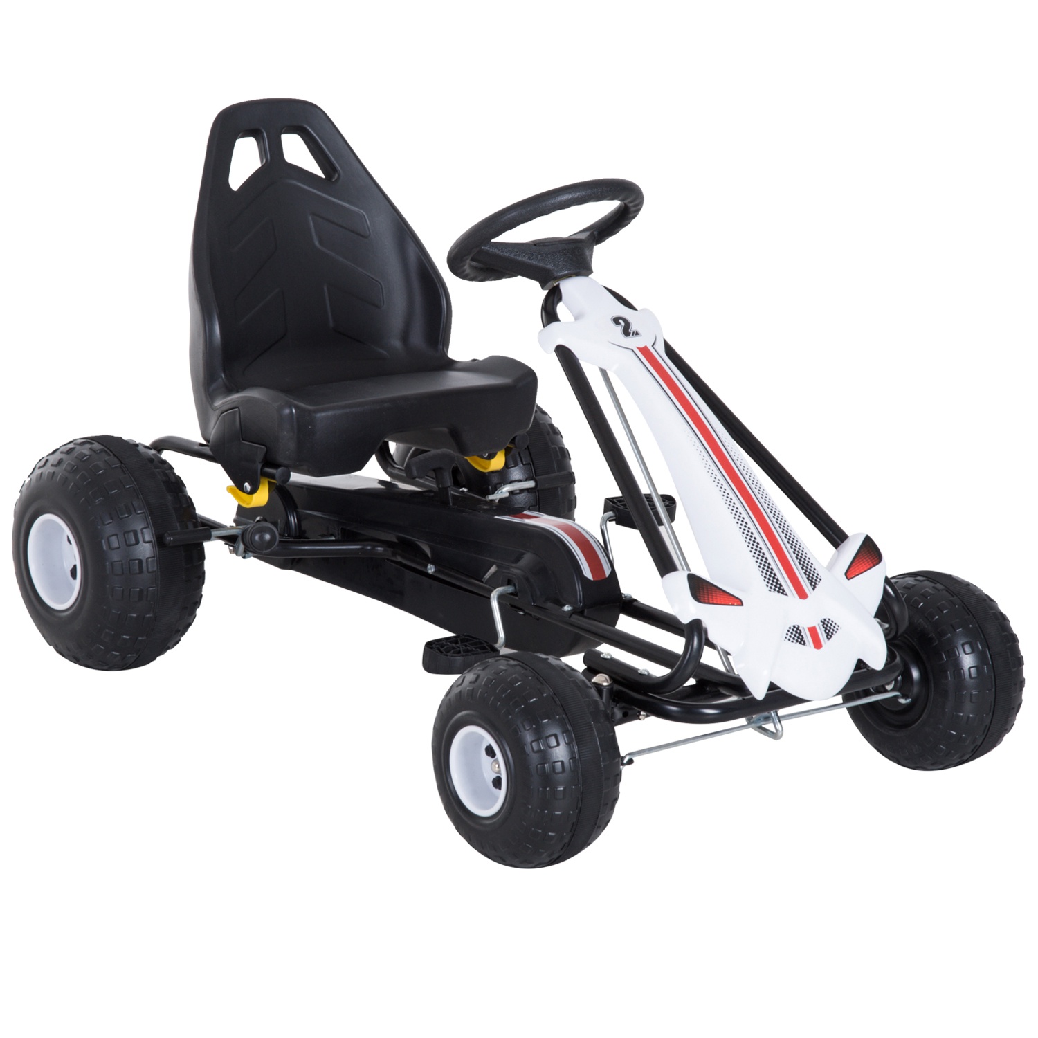 Go-Kart cu Pedale pentru Copii 3-6 ani, scaun reglabil, cu frana si ambreiaj, Plastic si Fier Alb si Negru HOMCOM | Aosom RO Go-Kart cu Pedale pentru Copii 3-6 ani, scaun reglabil, cu frana si ambreiaj, Plastic si Fier Alb si Negru HOMCOM | Aosom RO