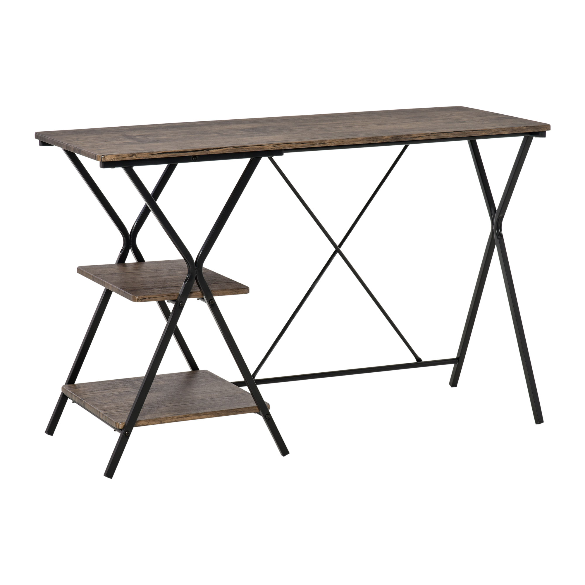 HOMCOM Birou cu Etajeră, Spațiu de Lucru pentru Acasă sau Birou, Stil Industrial, Suport Computer din Lemn, Maro, 120x48x78cm | Aosom Romania HOMCOM Birou cu Etajeră, Spațiu de Lucru pentru Acasă sau Birou, Stil Industrial, Suport Computer din Lemn, Maro, 120x48x78cm | Aosom Romania
