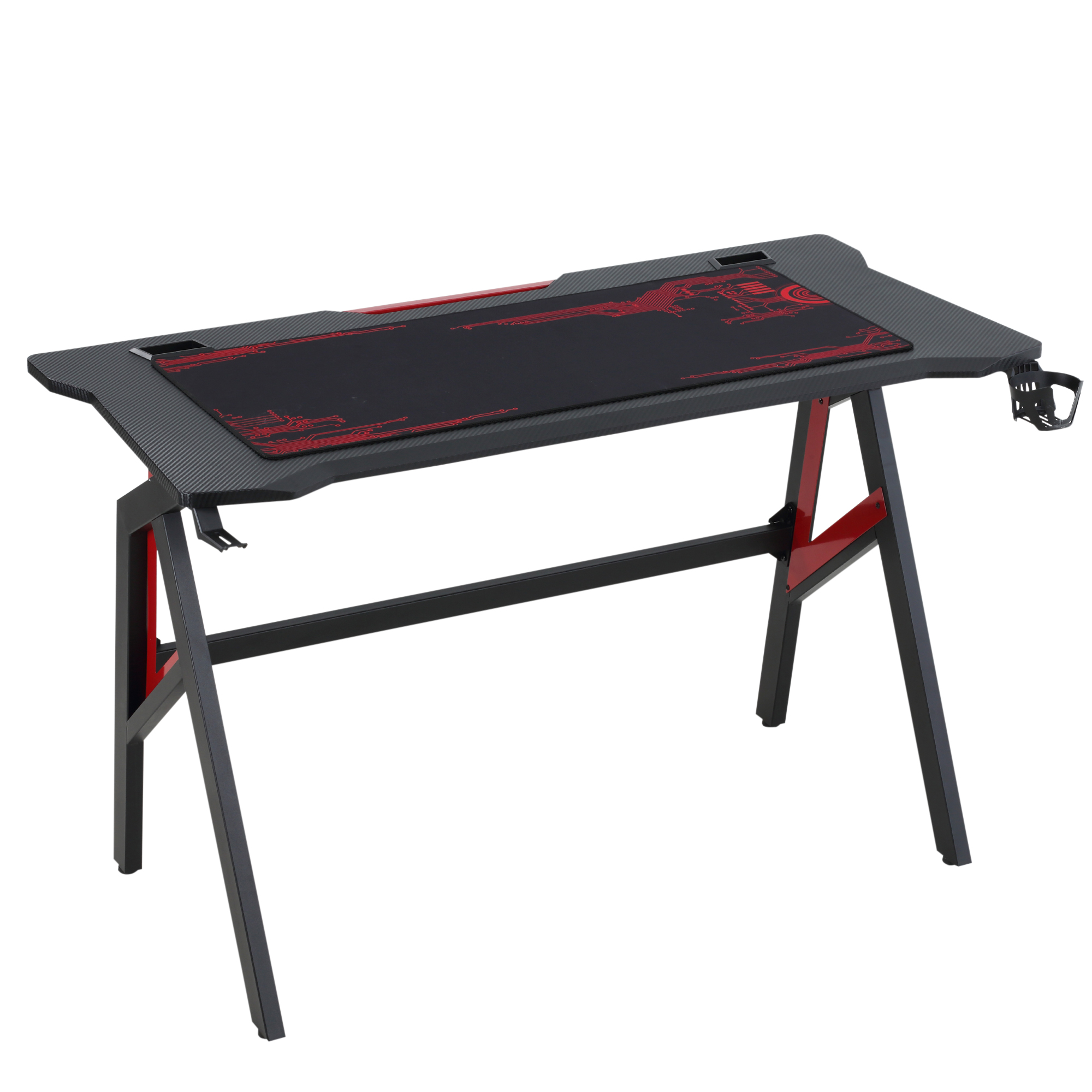 HOMCOM Birou Gaming Ergonomic cu Mouse Pad și Spațiu pentru Accesorii, Design Modern, 120x58x75cm, Roșu și Negru | Aosom Romania HOMCOM Birou Gaming Ergonomic cu Mouse Pad și Spațiu pentru Accesorii, Design Modern, 120x58x75cm, Roșu și Negru | Aosom Romania