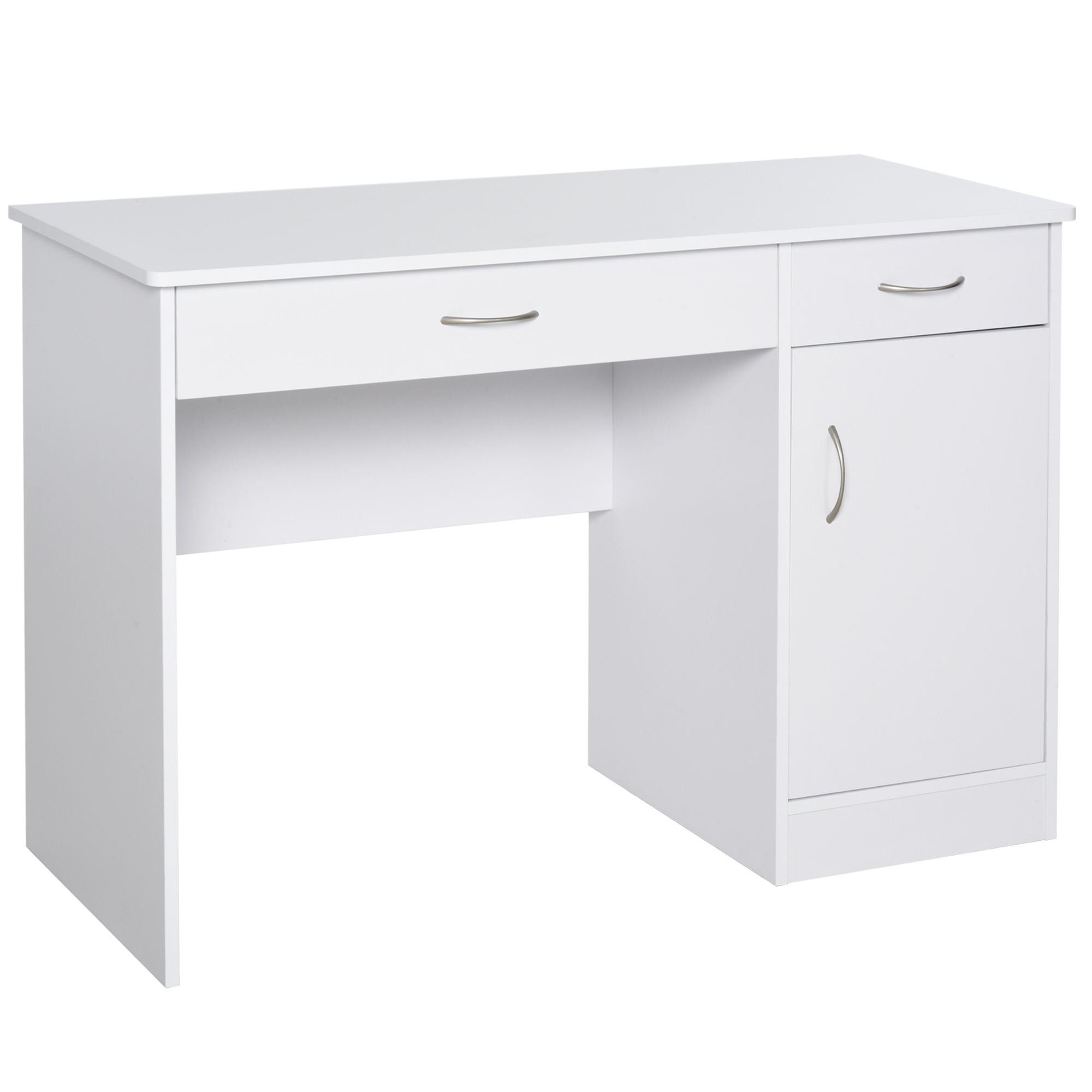 HOMCOM Birou Modern pentru PC si Computer cu 2 Sertare si 1 Dulap pentru Birou sau Camera din Lemn Alb HOMCOM Birou Modern pentru PC si Computer cu 2 Sertare si 1 Dulap pentru Birou sau Camera din Lemn Alb