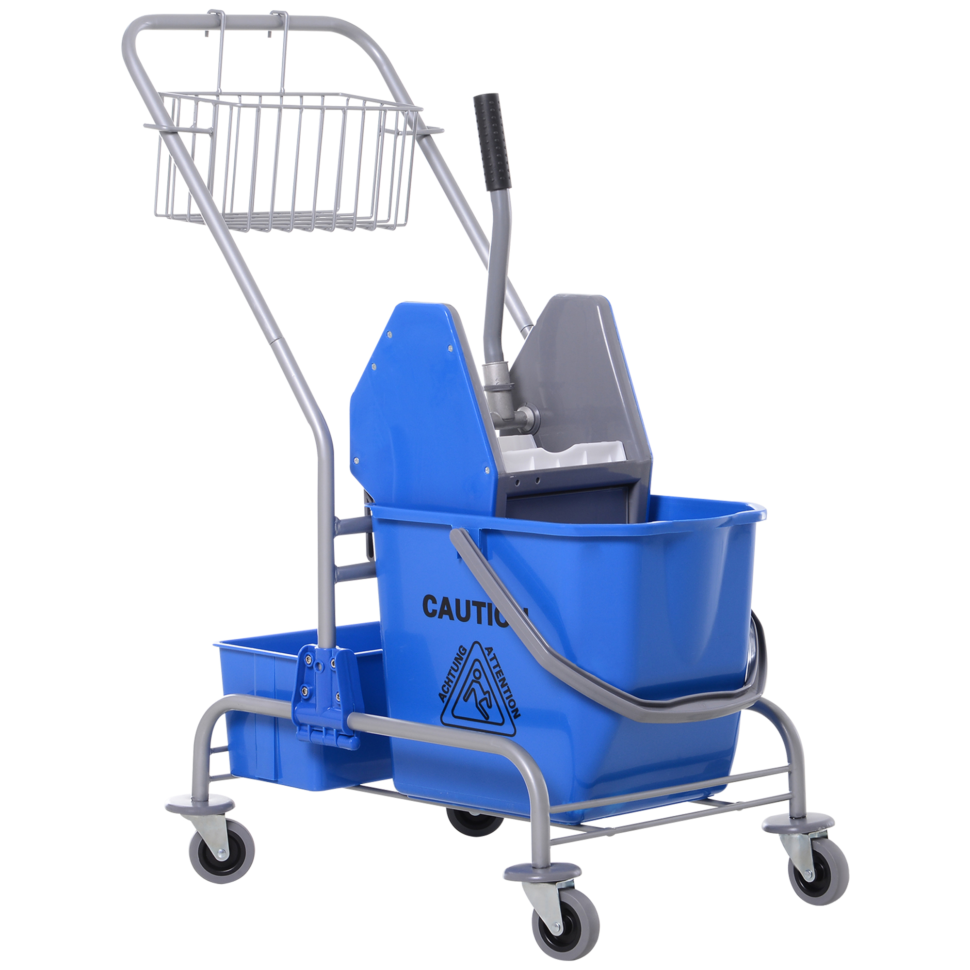 HOMCOM Carucior Curatenie Profesionala Galeata 25L si Storcator, Albastru HOMCOM Carucior Curatenie Profesionala Galeata 25L si Storcator, Albastru
