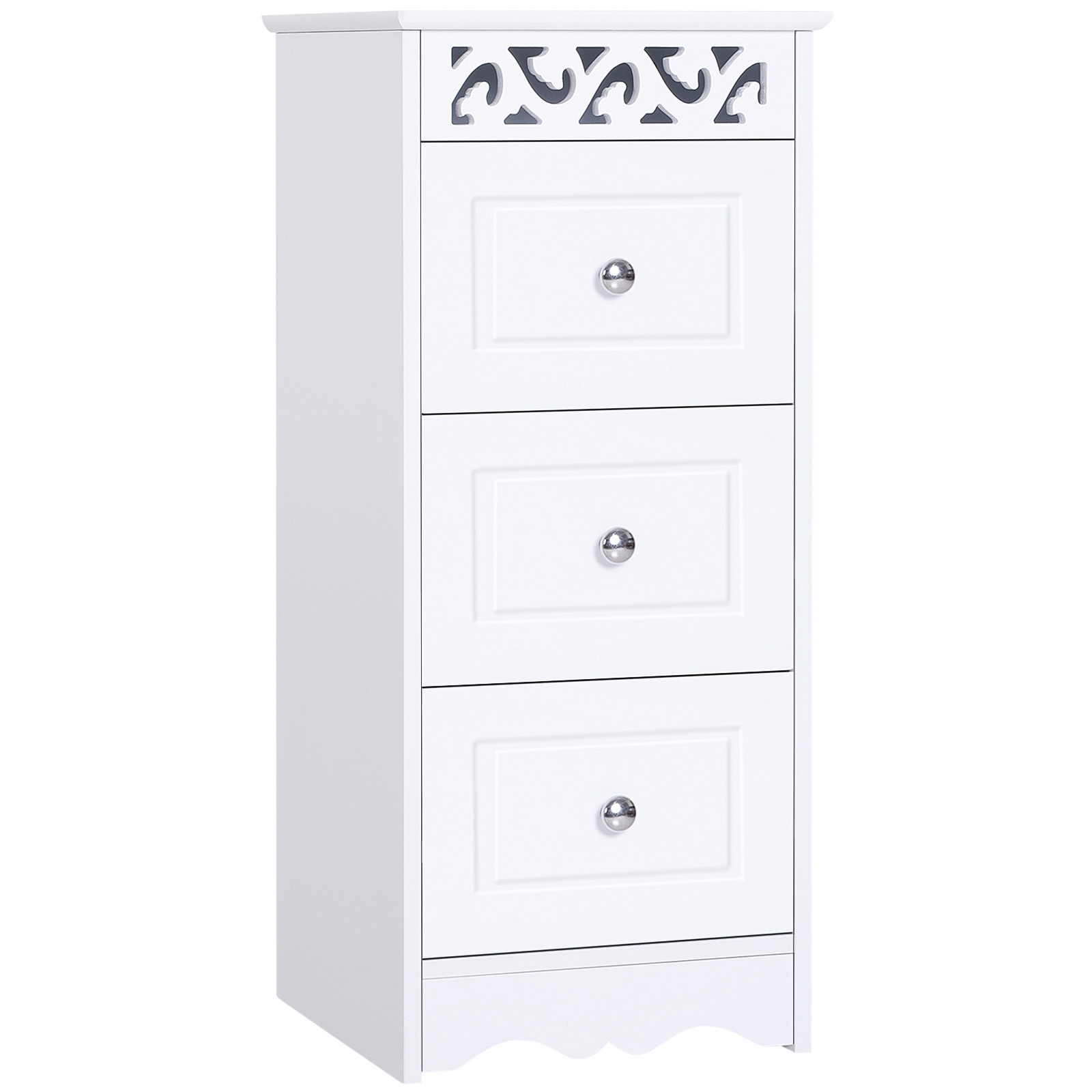 HOMCOM Comodă Baie Elegantă Lemn cu 3 Sertare Design Compact 29.8x29.8x68.5cm Alb | Aosom Romania HOMCOM Comodă Baie Elegantă Lemn cu 3 Sertare Design Compact 29.8x29.8x68.5cm Alb | Aosom Romania