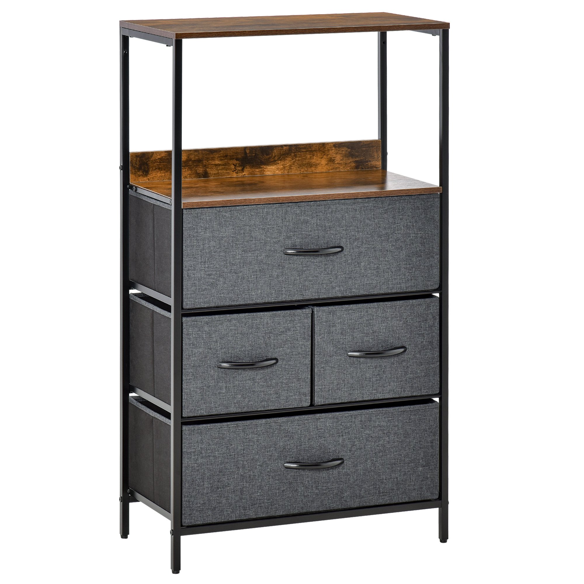 HOMCOM Comodă cu Compartiment Deschis și 4 Sertare Pliabile, Sistem Anti-Răsturnare, 58x29x103 cm | Aosom Romania HOMCOM Comodă cu Compartiment Deschis și 4 Sertare Pliabile, Sistem Anti-Răsturnare, 58x29x103 cm | Aosom Romania