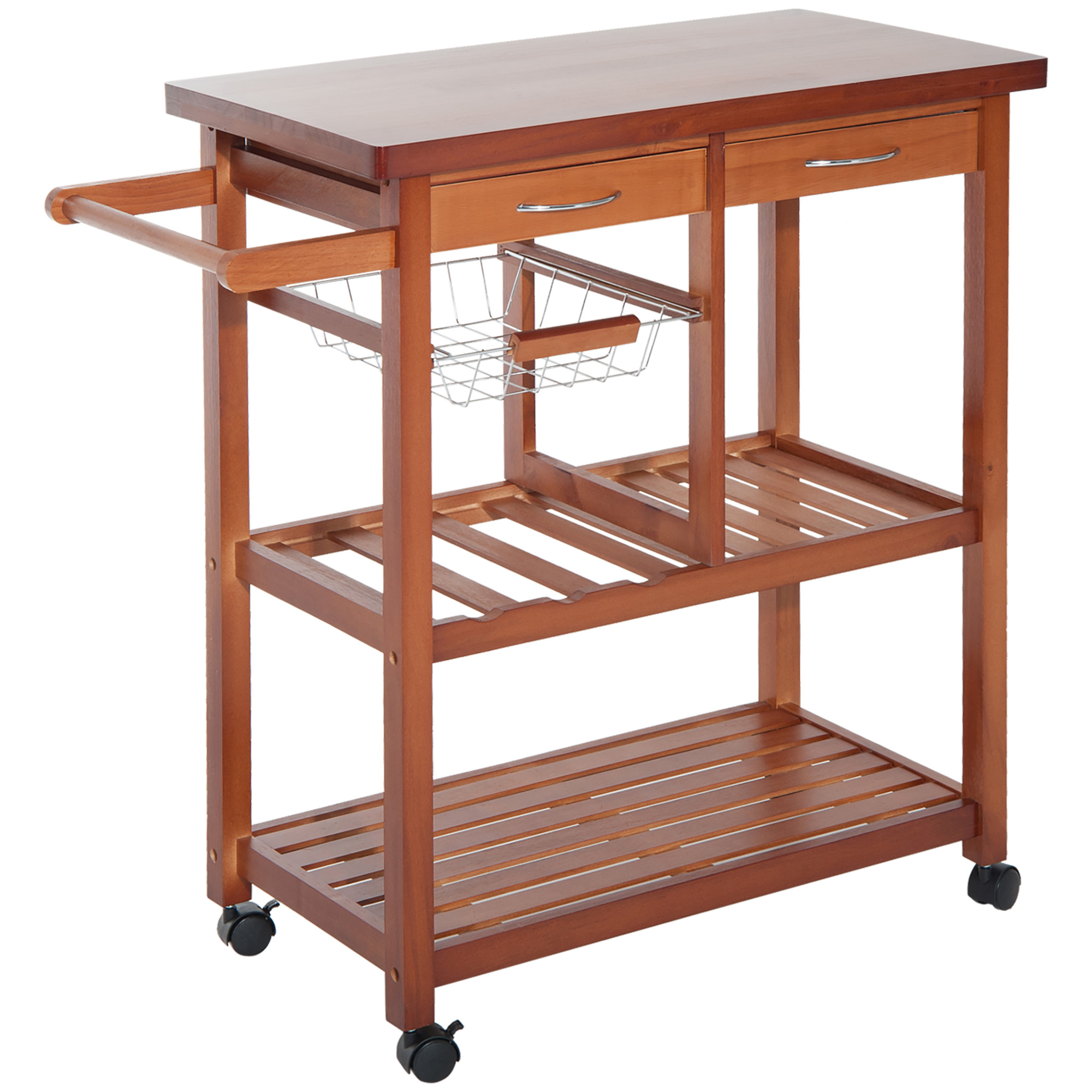 HOMCOM Cărucior de Bucătărie Multifuncțional cu 2 Sertare și 2 Coșuri, 4 Roți (2 cu Frâne), Lemn și Bambus, 81x38x85.5cm | Aosom Romania HOMCOM Cărucior de Bucătărie Multifuncțional cu 2 Sertare și 2 Coșuri, 4 Roți (2 cu Frâne), Lemn și Bambus, 81x38x85.5cm | Aosom Romania