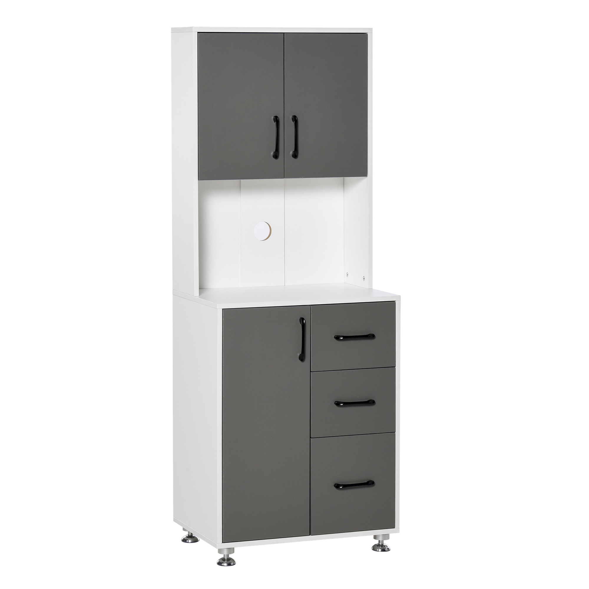 HOMCOM Dulap de Bucătărie Modern, PAL Melaminat, Picioare Metalice, 60x40x150cm, Design Alb și Gri, Spațios și Funcțional | Aosom Romania HOMCOM Dulap de Bucătărie Modern, PAL Melaminat, Picioare Metalice, 60x40x150cm, Design Alb și Gri, Spațios și Funcțional | Aosom Romania