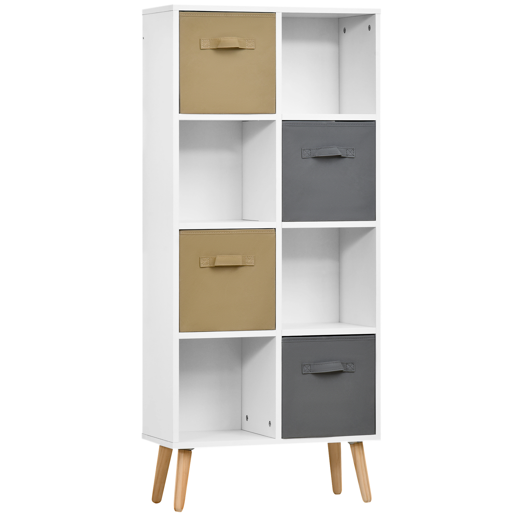 HOMCOM Dulap Organizator cu 4 Sertare Pliabile și 4 Compartimente Deschise din Lemn Alb Maro Gri 54.5x24x122.5 cm | Aosom Romania HOMCOM Dulap Organizator cu 4 Sertare Pliabile și 4 Compartimente Deschise din Lemn Alb Maro Gri 54.5x24x122.5 cm | Aosom Romania