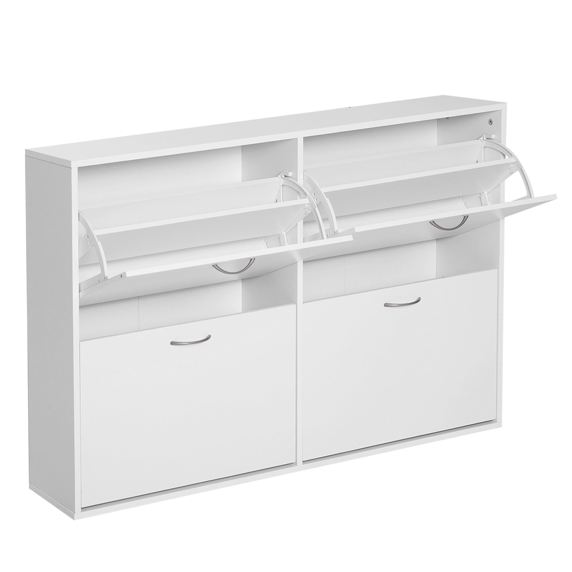 HOMCOM Dulap Pantofi pentru 24 Perechi, Design Eficient din Lemn, Alb, 120x24x81cm | Aosom Romania HOMCOM Dulap Pantofi pentru 24 Perechi, Design Eficient din Lemn, Alb, 120x24x81cm | Aosom Romania