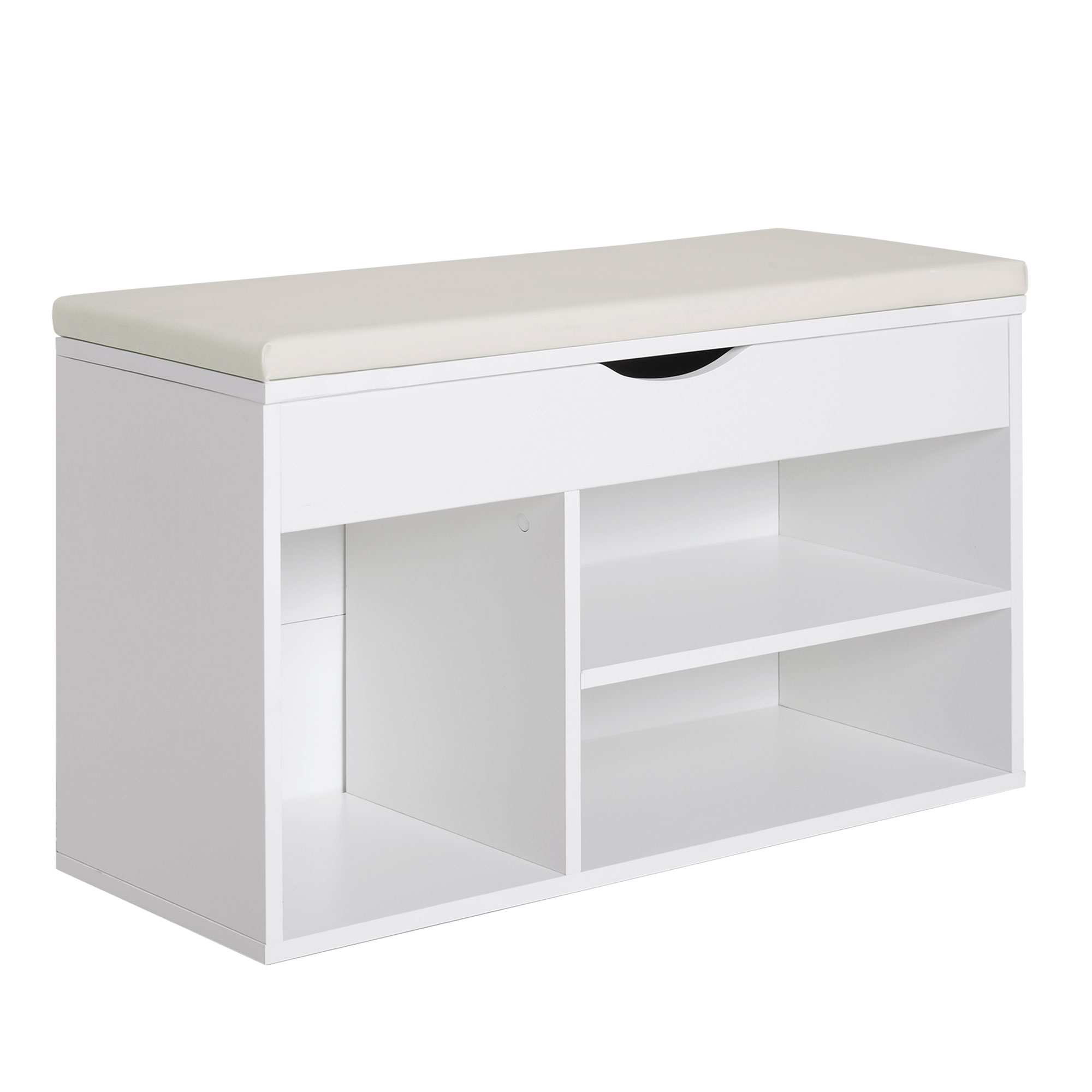 HOMCOM Dulap pentru Pantofi, Bancă cu Scaun Căptușit, Rabatabil, pentru Hol, 80x30x47 cm, Alb | Aosom Romania HOMCOM Dulap pentru Pantofi, Bancă cu Scaun Căptușit, Rabatabil, pentru Hol, 80x30x47 cm, Alb | Aosom Romania