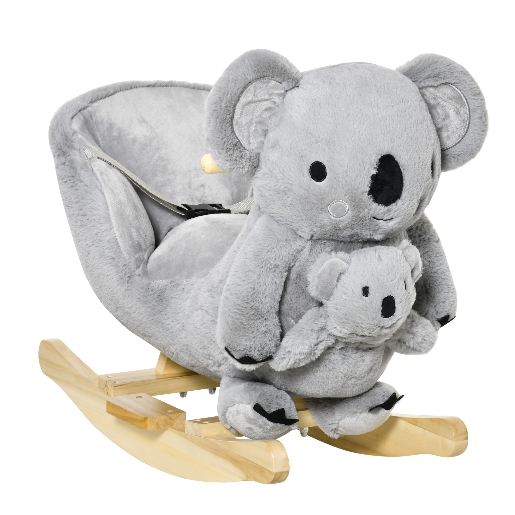 HOMCOM Koala Balansoar cu Sunete, Leagăn de Pluș și Lemn pentru Copii 18-36 Luni, Gri, 60x33x50cm | Aosom Romania HOMCOM Koala Balansoar cu Sunete, Leagăn de Pluș și Lemn pentru Copii 18-36 Luni, Gri, 60x33x50cm | Aosom Romania