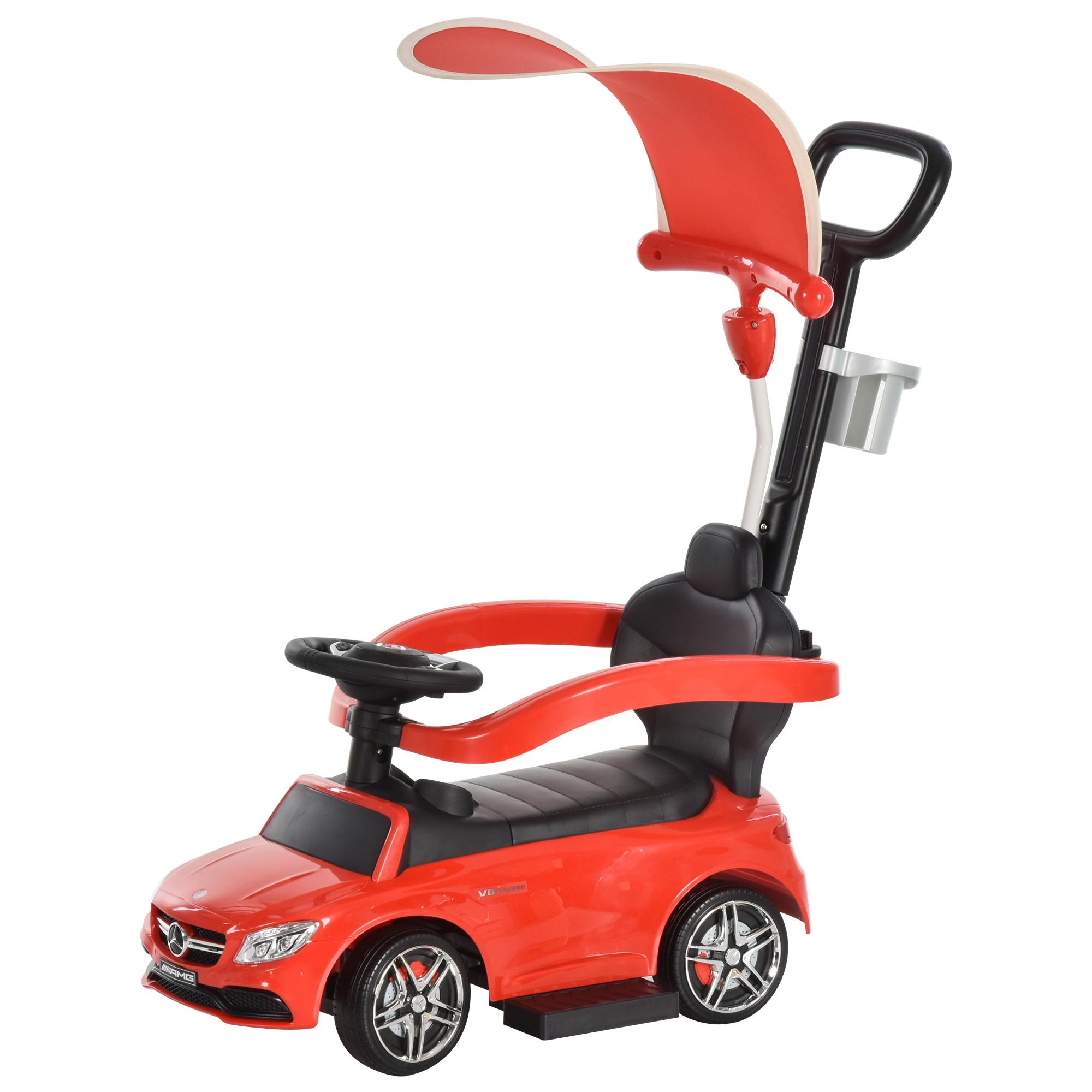 HOMCOM Mașină cu Maner pentru Copii, Licență Mercedes, Acoperiș și Bare de Siguranță Detasabile, Roșie | Aosom Romania HOMCOM Mașină cu Maner pentru Copii, Licență Mercedes, Acoperiș și Bare de Siguranță Detasabile, Roșie | Aosom Romania