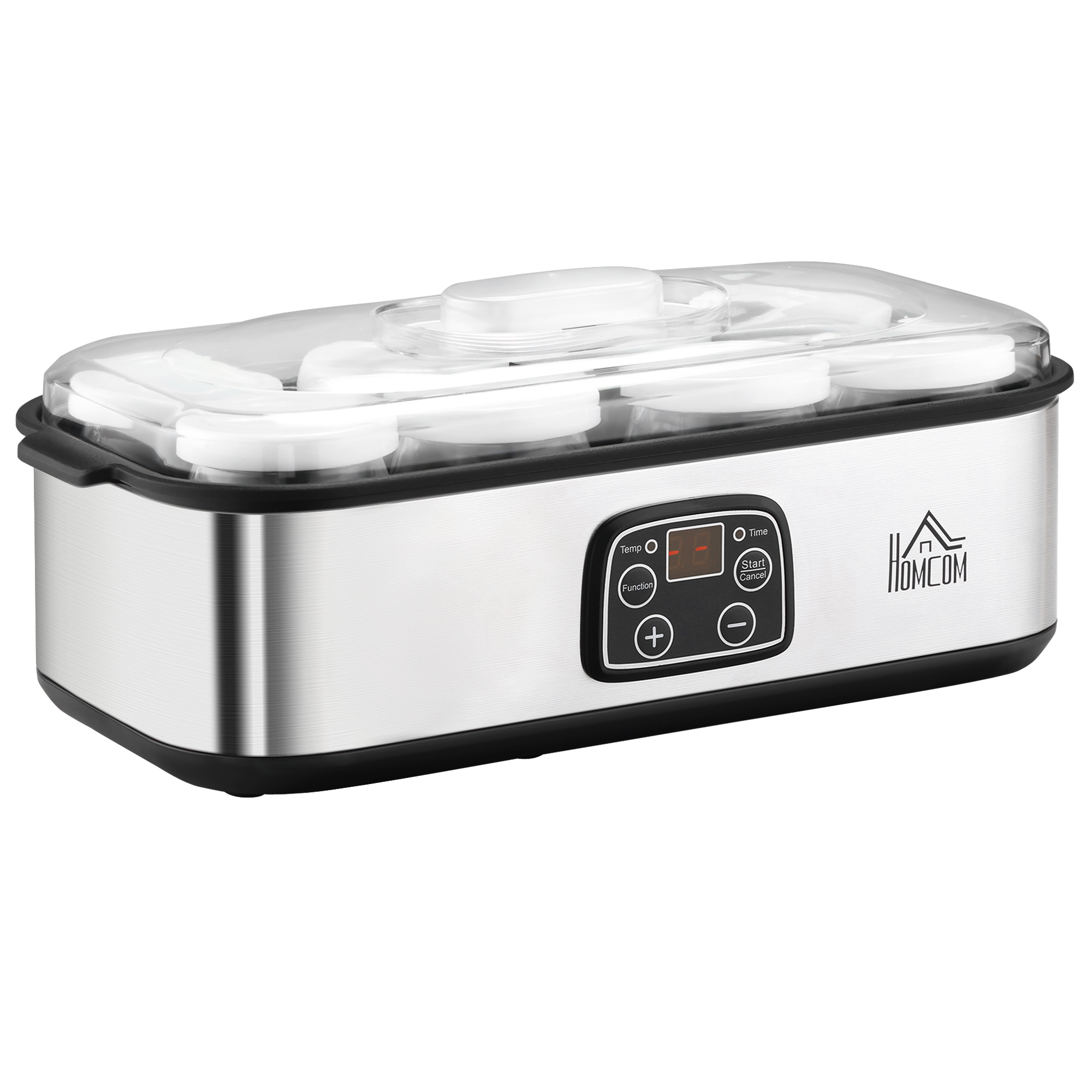 HOMCOM Mașină de Iaurt 30W cu 8 Recipiente, Cronometru și Temperatură Reglabilă 20-55°C, Argintiu | Aosom Romania HOMCOM Mașină de Iaurt 30W cu 8 Recipiente, Cronometru și Temperatură Reglabilă 20-55°C, Argintiu | Aosom Romania