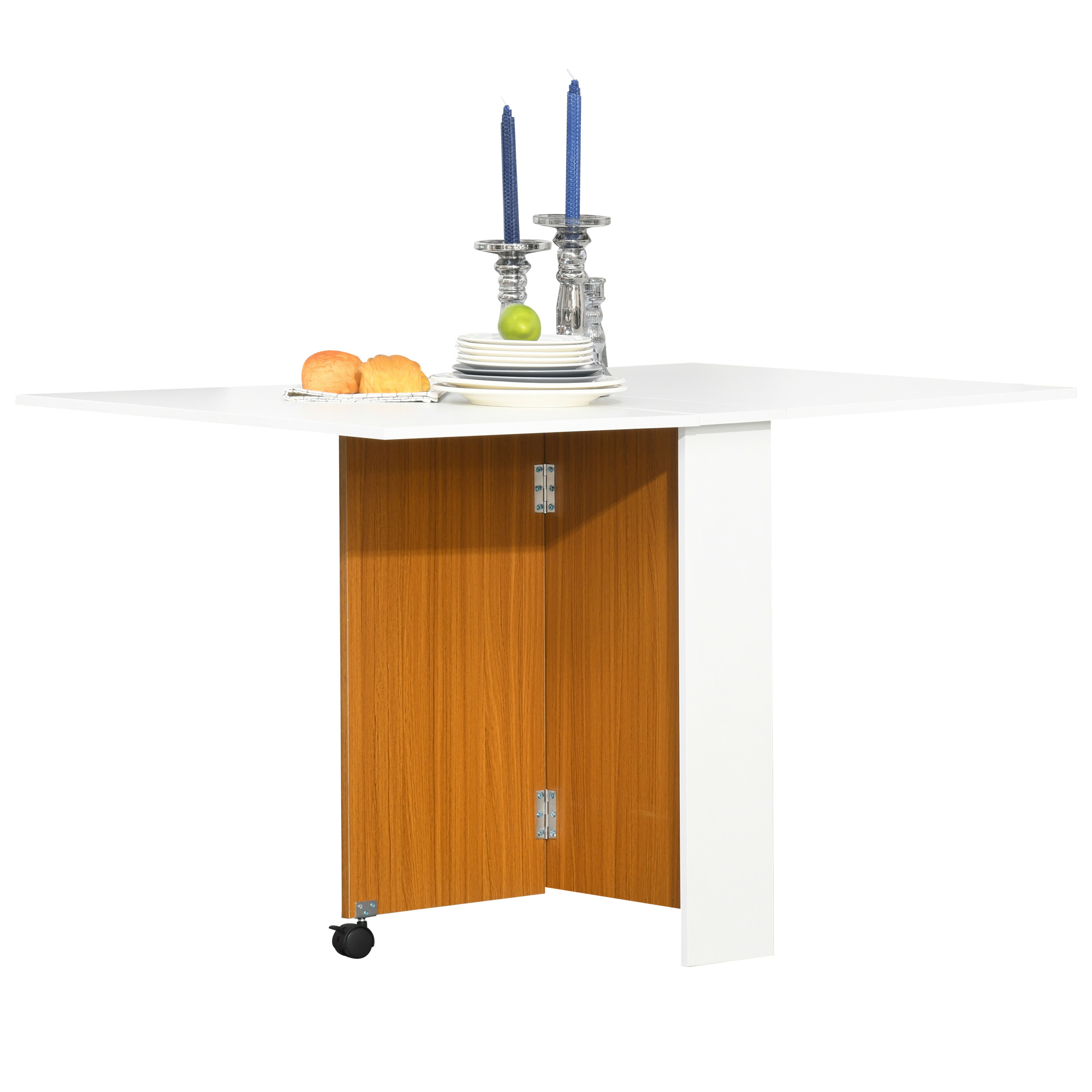 HOMCOM Masă de Prânz Pliabilă cu Roți, Mobilier Bucătărie Spațiu-Eficient, Alb, 120x80x73 cm | Aosom Romania HOMCOM Masă de Prânz Pliabilă cu Roți, Mobilier Bucătărie Spațiu-Eficient, Alb, 120x80x73 cm | Aosom Romania