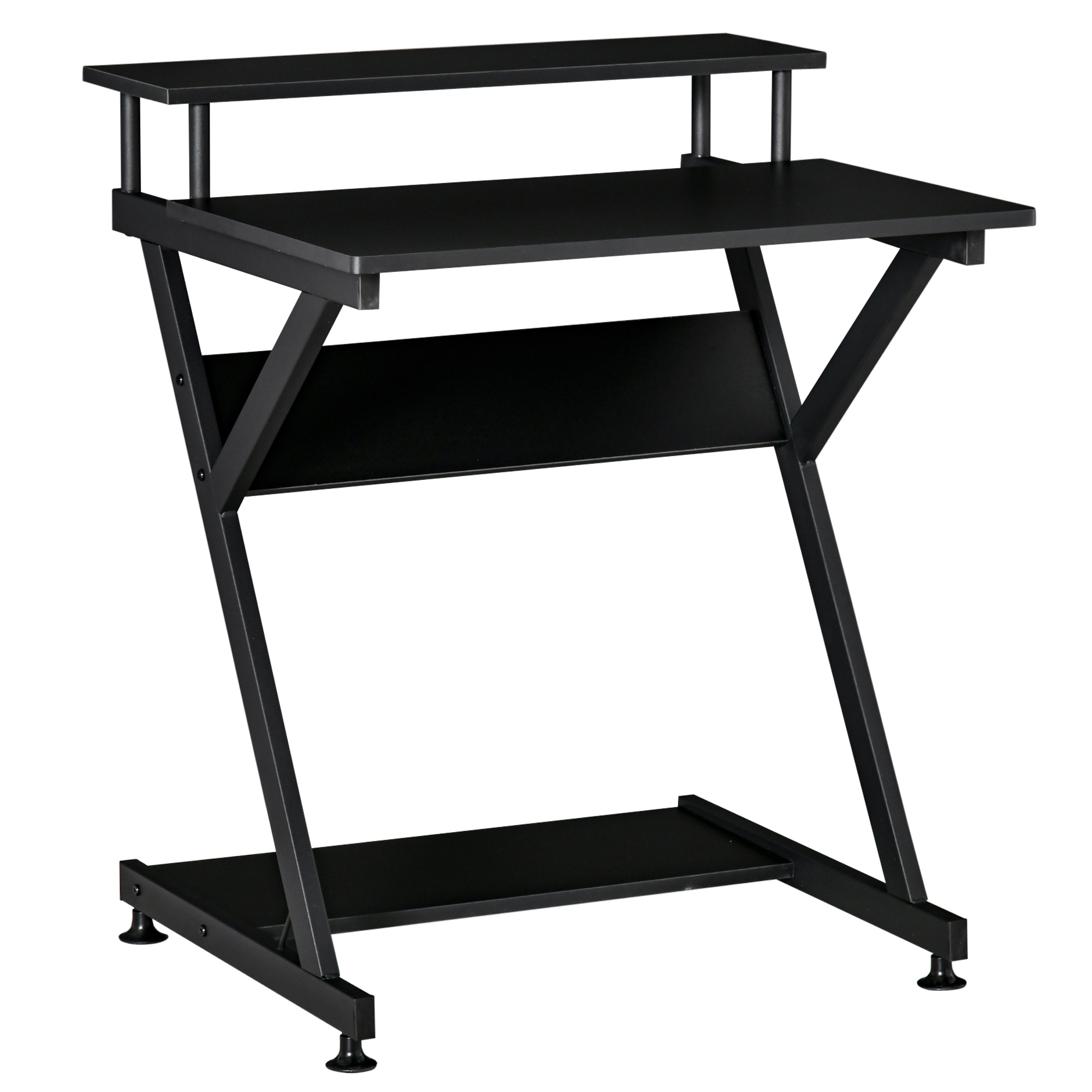 HOMCOM Masă Suport PC, Economisire Spațiu, Raft Monitor Înălțat, Pupitru din Lemn, 70x60x85.5cm, Negru, Design Compact | Aosom Romania HOMCOM Masă Suport PC, Economisire Spațiu, Raft Monitor Înălțat, Pupitru din Lemn, 70x60x85.5cm, Negru, Design Compact | Aosom Romania
