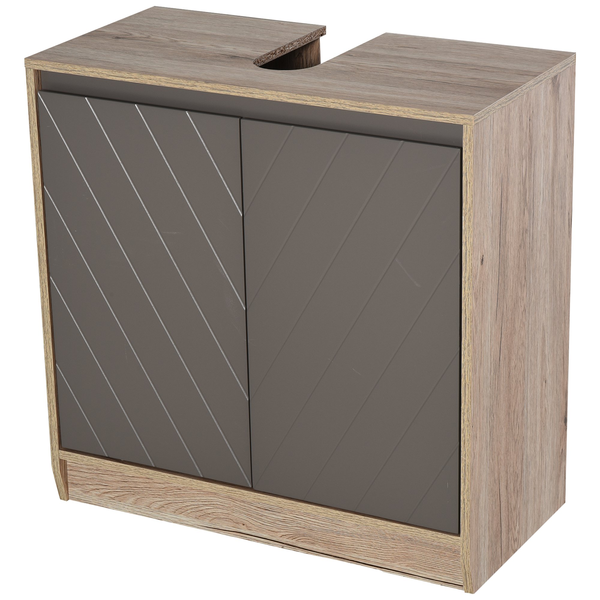 HOMCOM Masca Chiuvetă Baie Rafturi Reglabile Două Uși Bază Înălțată MDF 60x30x60cm Gri | Aosom Romania HOMCOM Masca Chiuvetă Baie Rafturi Reglabile Două Uși Bază Înălțată MDF 60x30x60cm Gri | Aosom Romania