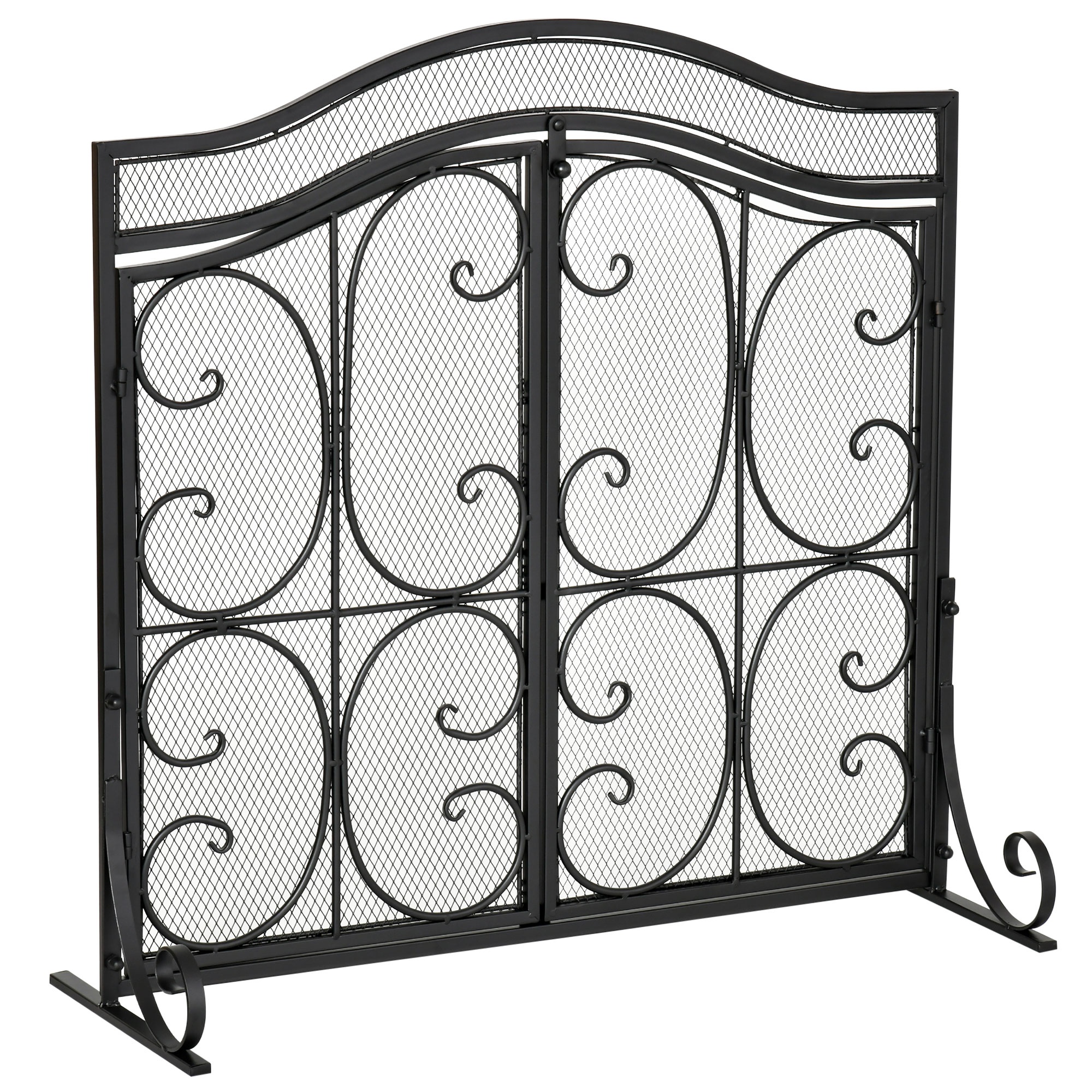 HOMCOM Paravan pentru Semineu, Parascantei din Metal Negru, protectie pentru semineu cu 2 Usi Inchidere Clip, 88x30x89cm | AOSOM RO HOMCOM Paravan pentru Semineu, Parascantei din Metal Negru, protectie pentru semineu cu 2 Usi Inchidere Clip, 88x30x89cm | AOSOM RO