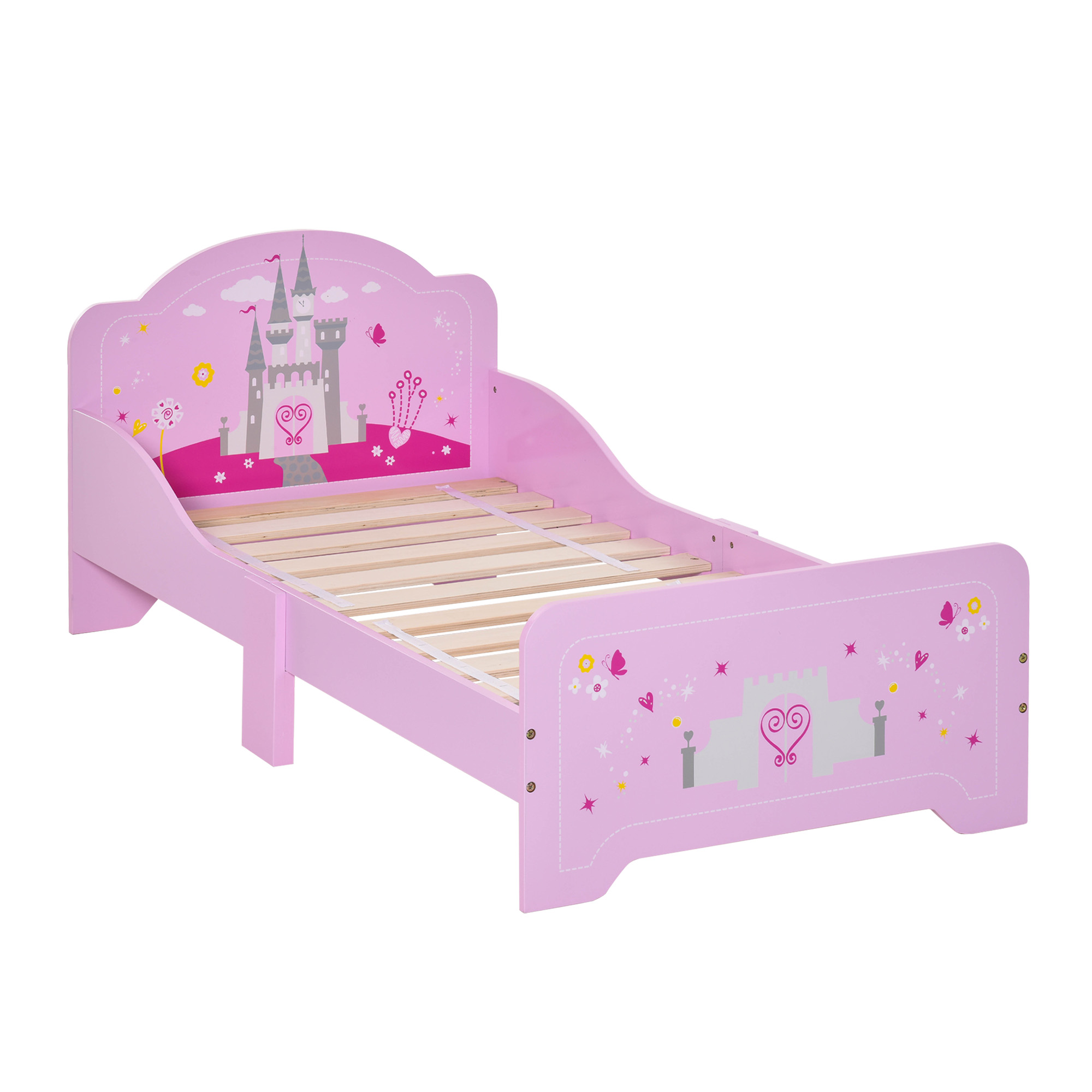 HOMCOM Pat Copii Design Sigur cu Margini Rotunjite și Sine Laterale, 3-6 Ani, 143x73x60cm | Aosom Romania HOMCOM Pat Copii Design Sigur cu Margini Rotunjite și Sine Laterale, 3-6 Ani, 143x73x60cm | Aosom Romania
