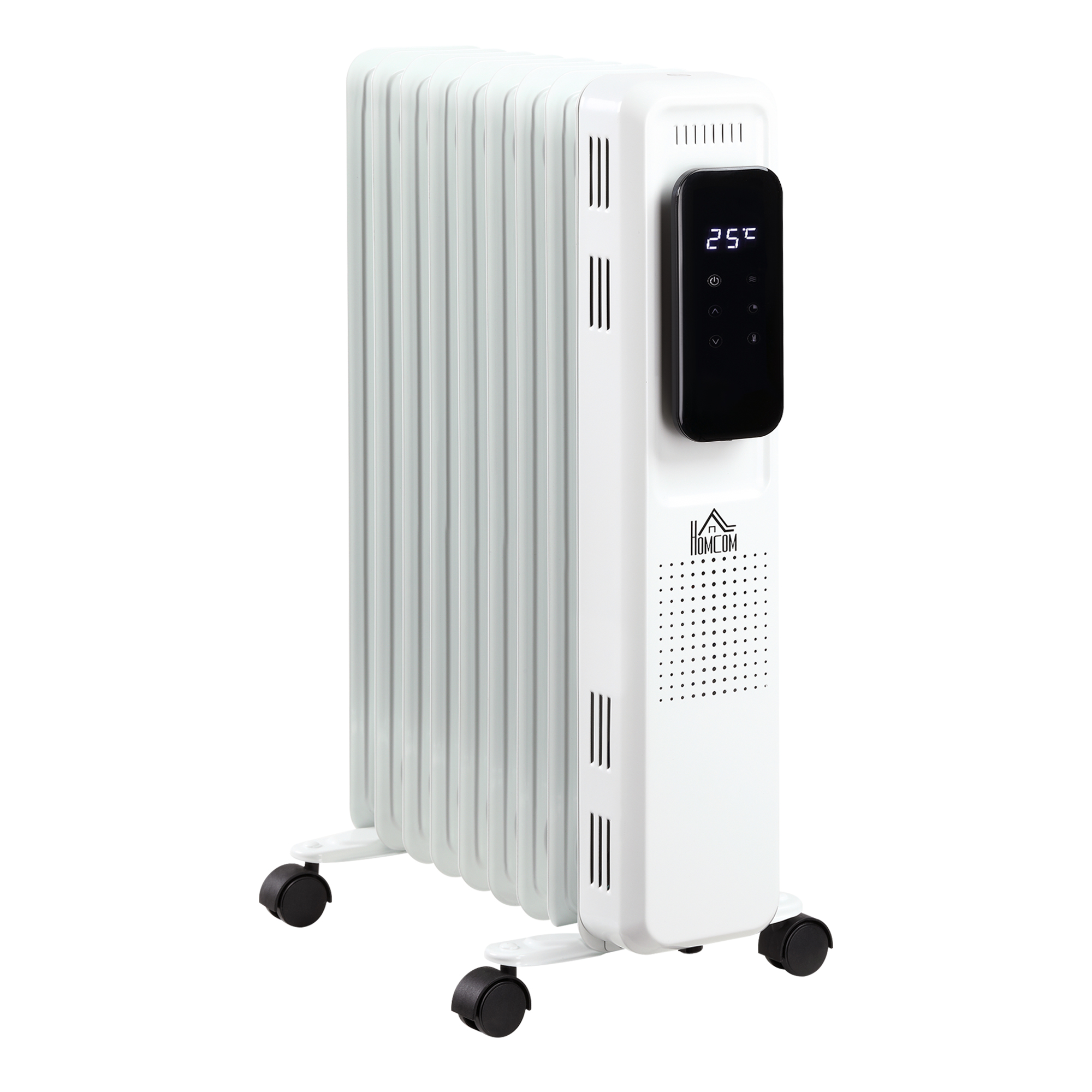 HOMCOM Radiator cu Ulei cu 9 Elementi, Temperatura Reglabila, 3 Nivele de Incalzire si Timer, 42.5x24x63cm, Alb HOMCOM Radiator cu Ulei cu 9 Elementi, Temperatura Reglabila, 3 Nivele de Incalzire si Timer, 42.5x24x63cm, Alb