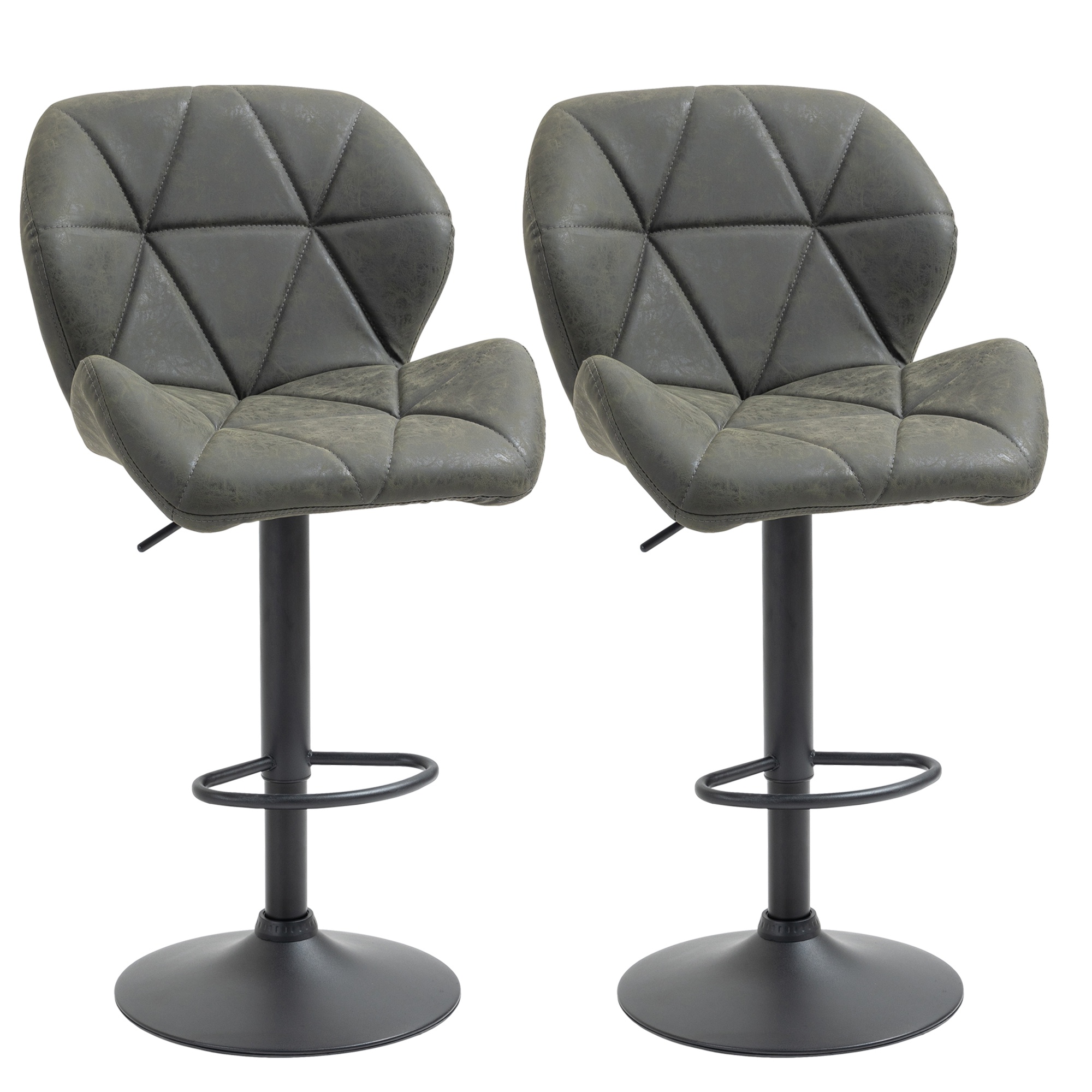 HOMCOM Set 2 Scaune de Bar Reglabile, Design Modern, Piele Ecologică, Gri, Confort Superior | Aosom Romania HOMCOM Set 2 Scaune de Bar Reglabile, Design Modern, Piele Ecologică, Gri, Confort Superior | Aosom Romania