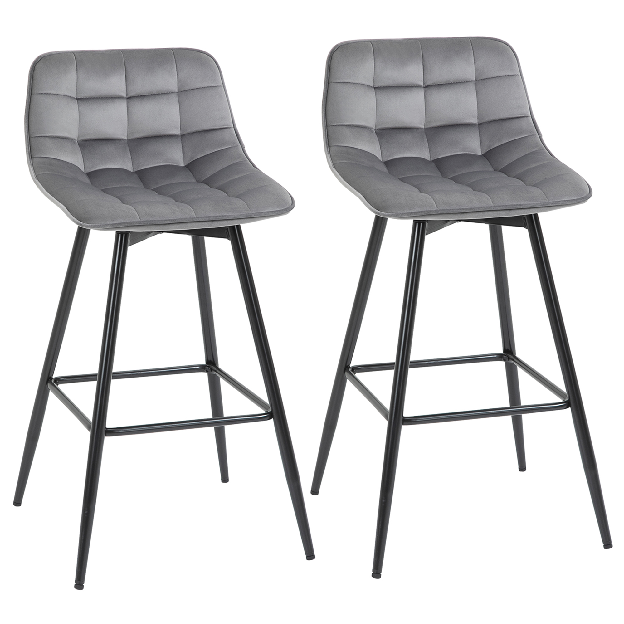 HOMCOM set 2 scaune de bar, stil nordic, 45x47x88 cm, gri | AOSOM RO HOMCOM set 2 scaune de bar, stil nordic, 45x47x88 cm, gri | AOSOM RO