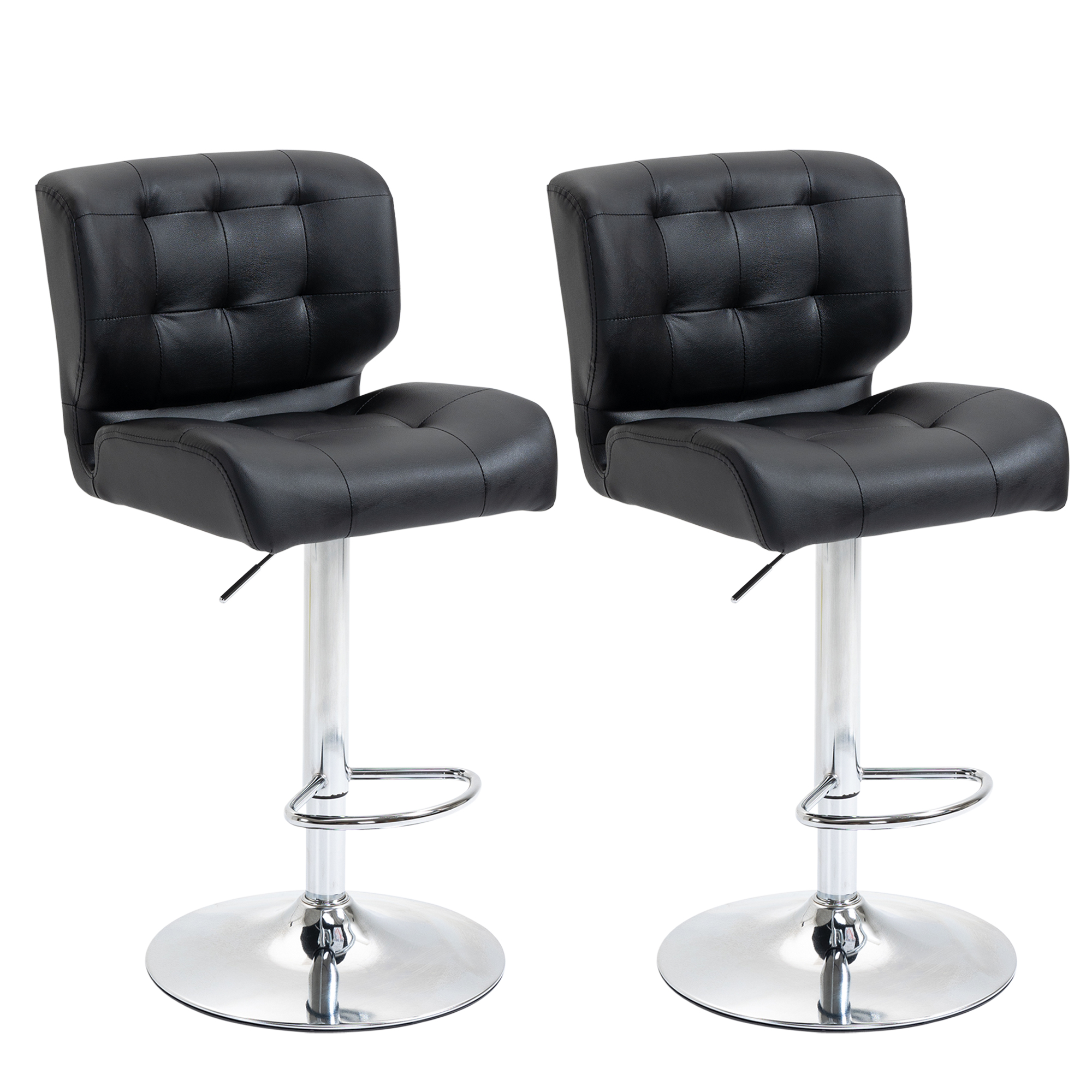 HOMCOM Set 2 Taburete de Bar Pivotante, Design Modern, Imitație Piele, 50x55,5x93-114 cm, Negru, Confortabil | Aosom Romania HOMCOM Set 2 Taburete de Bar Pivotante, Design Modern, Imitație Piele, 50x55,5x93-114 cm, Negru, Confortabil | Aosom Romania