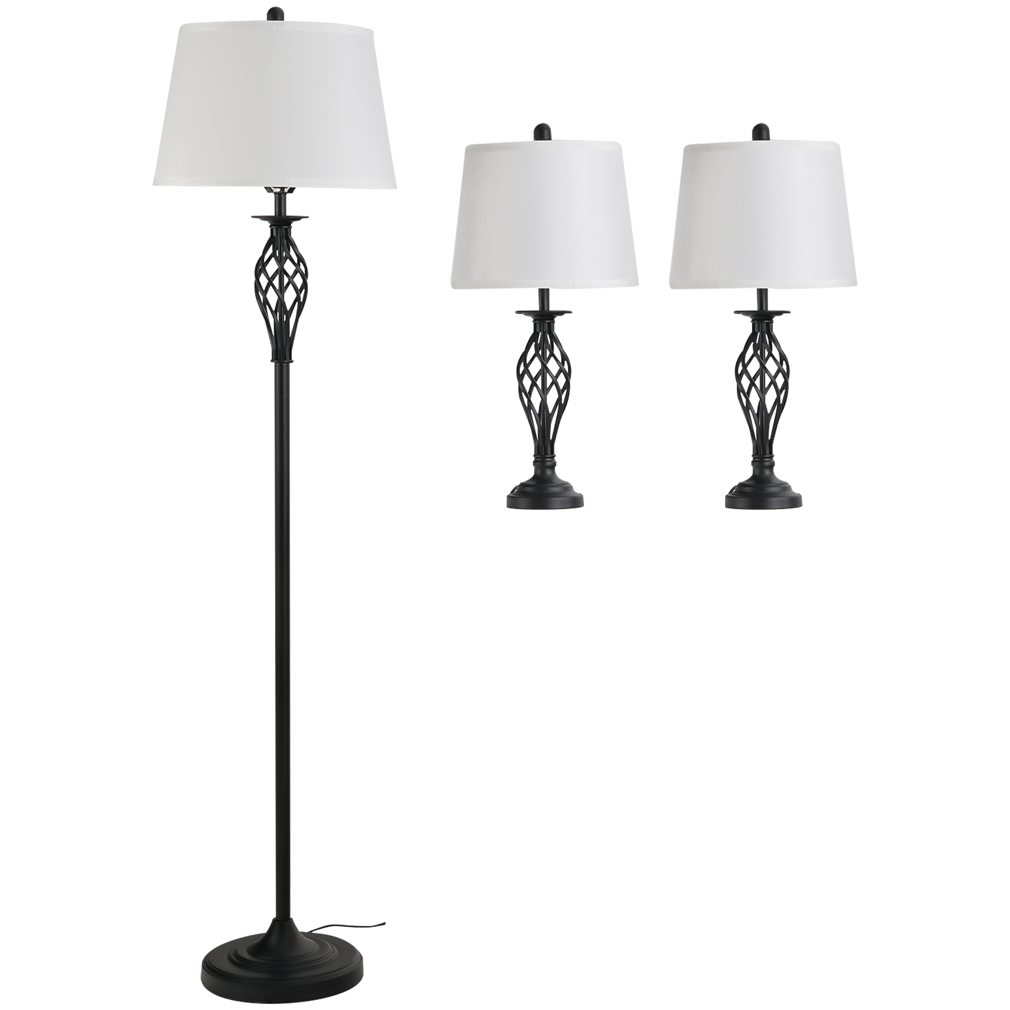 HOMCOM Set 3 Lampi pentru Interior (2 de Masa si 1 de Podea), Design Modern, pentru Living sau Dormitor | Aosom Romania HOMCOM Set 3 Lampi pentru Interior (2 de Masa si 1 de Podea), Design Modern, pentru Living sau Dormitor | Aosom Romania