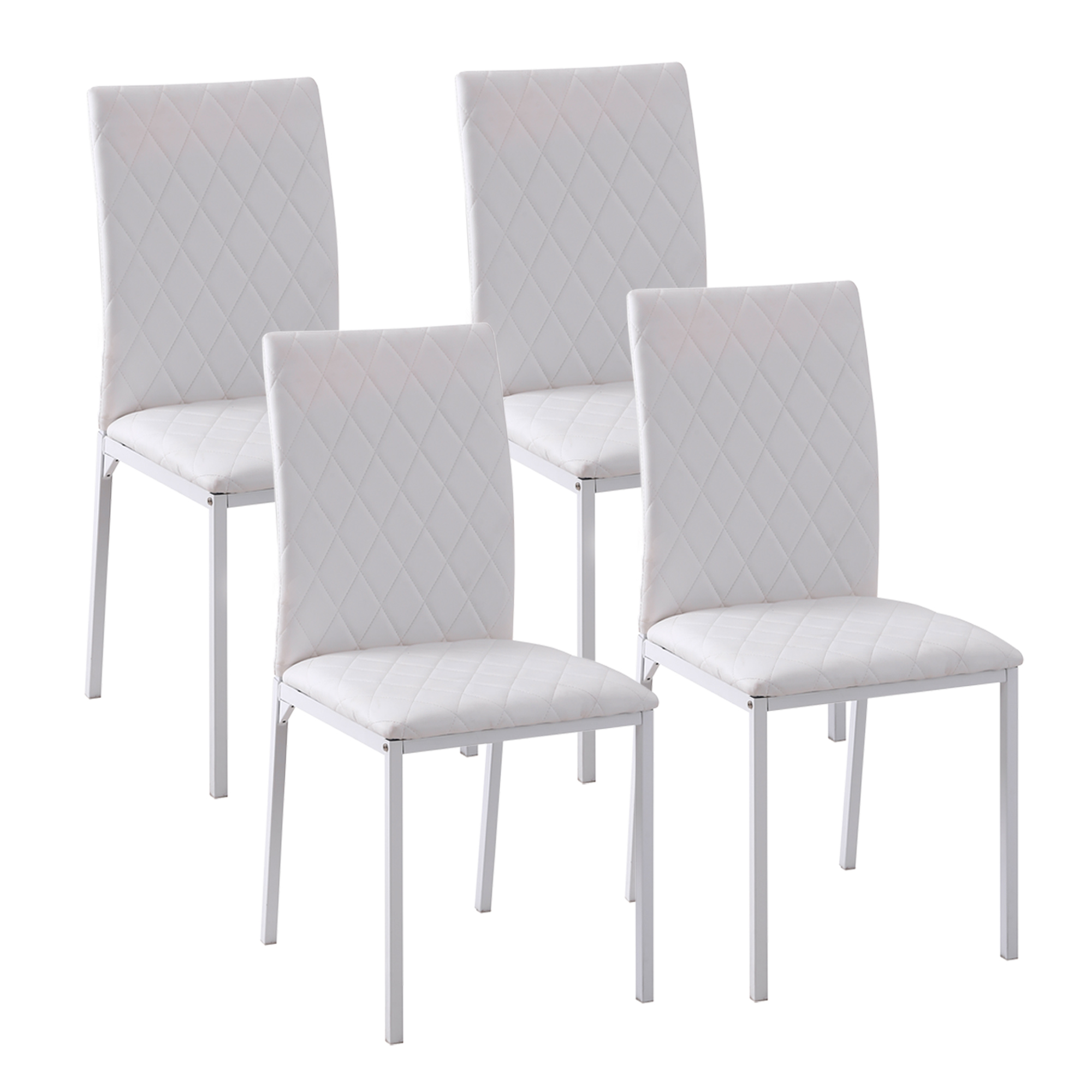 HOMCOM Set 4 Scaune Sufragerie/Sala de Prânz, Design Modern, Imitație Piele Albă, 41x50x91, Confortabil | Aosom Romania HOMCOM Set 4 Scaune Sufragerie/Sala de Prânz, Design Modern, Imitație Piele Albă, 41x50x91, Confortabil | Aosom Romania