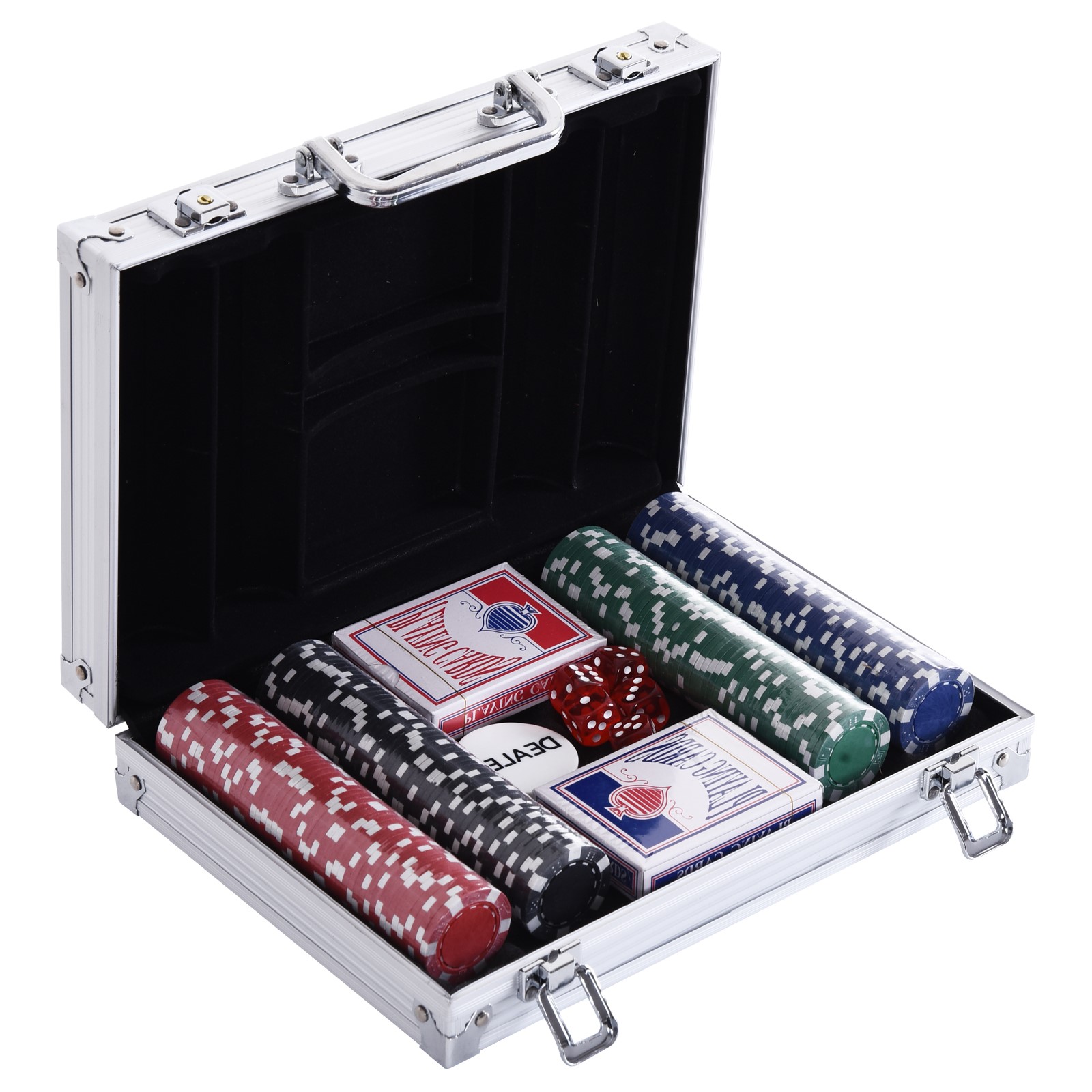 HOMCOM Set de Poker, 200 jetoane, Carcasa de aluminiu, Argintiu HOMCOM Set de Poker, 200 jetoane, Carcasa de aluminiu, Argintiu
