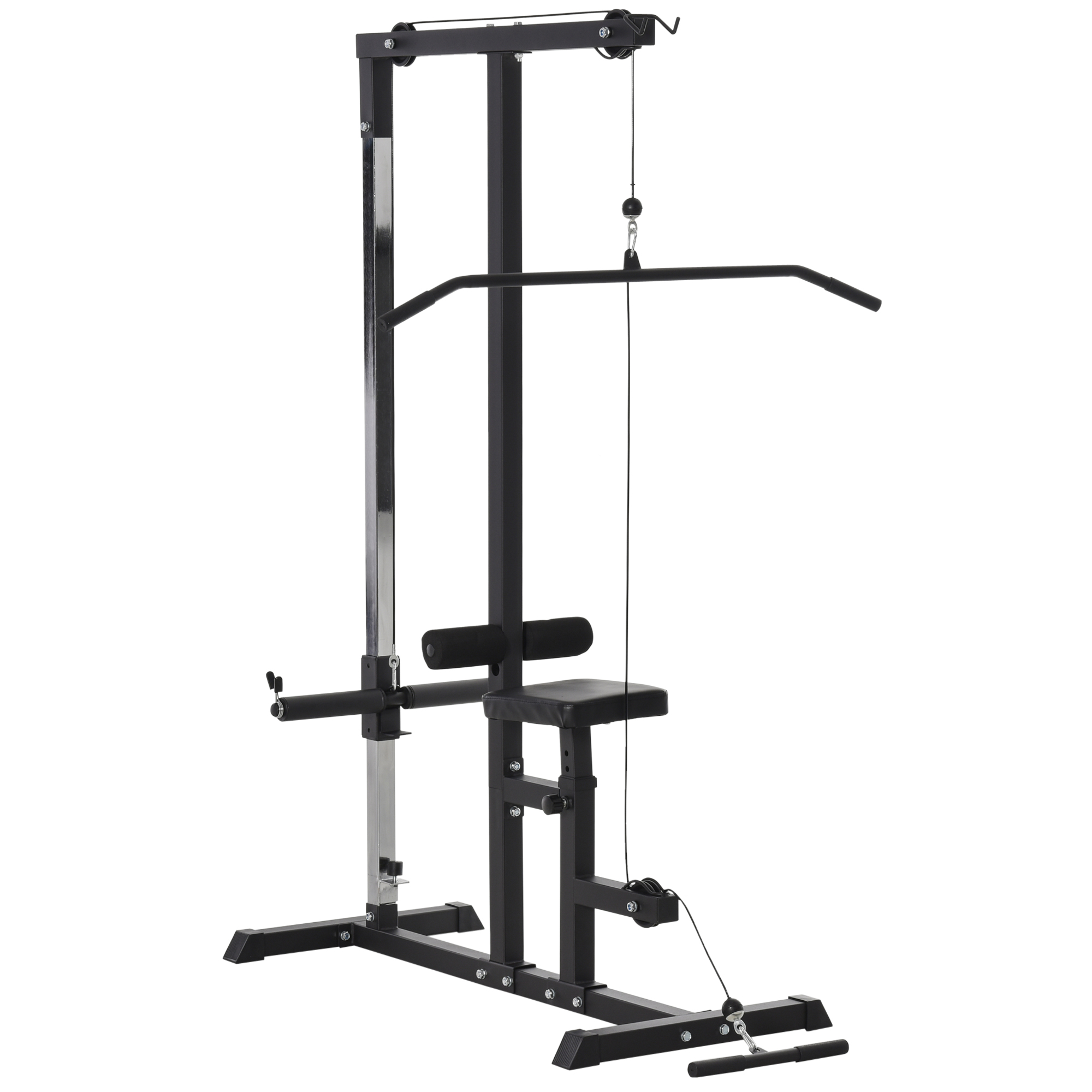 HOMCOM Statie de Fitness Pull Down pentru Sala de gimnastica in Casa cu Banca si Cablu Reglabil, din Otel 107x120x190cm Negru HOMCOM Statie de Fitness Pull Down pentru Sala de gimnastica in Casa cu Banca si Cablu Reglabil, din Otel 107x120x190cm Negru