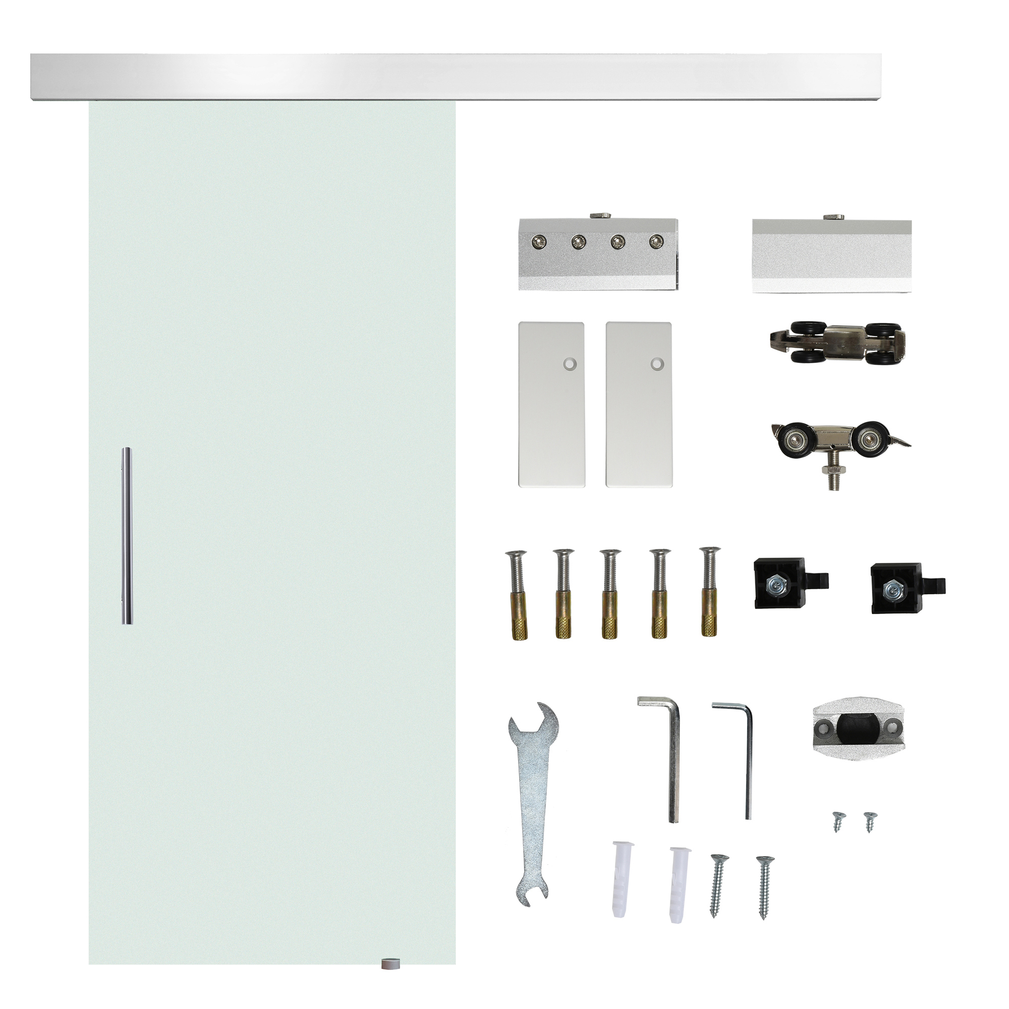 HOMCOM usa glisanta din sticla, sina silentioasa, 77.5x205cm | AOSOM RO HOMCOM usa glisanta din sticla, sina silentioasa, 77.5x205cm | AOSOM RO
