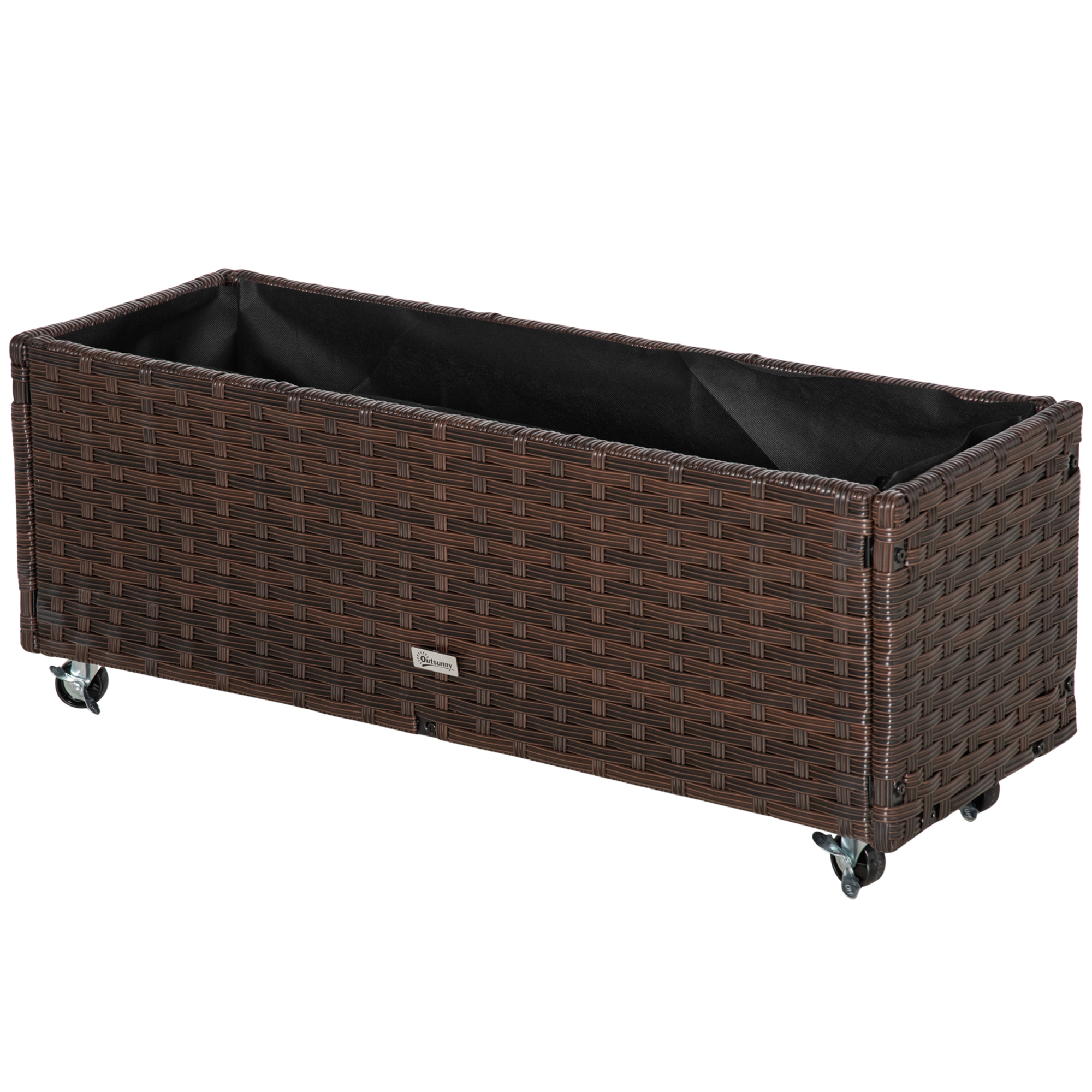 Jardiniera Inaltata Outsunny din Ratan Sintetic cu Roti Blocabile pentru Interior si Exterior, 94.5x31x36cm, Gri | Aosom Romania Jardiniera Inaltata Outsunny din Ratan Sintetic cu Roti Blocabile pentru Interior si Exterior, 94.5x31x36cm, Gri | Aosom Romania