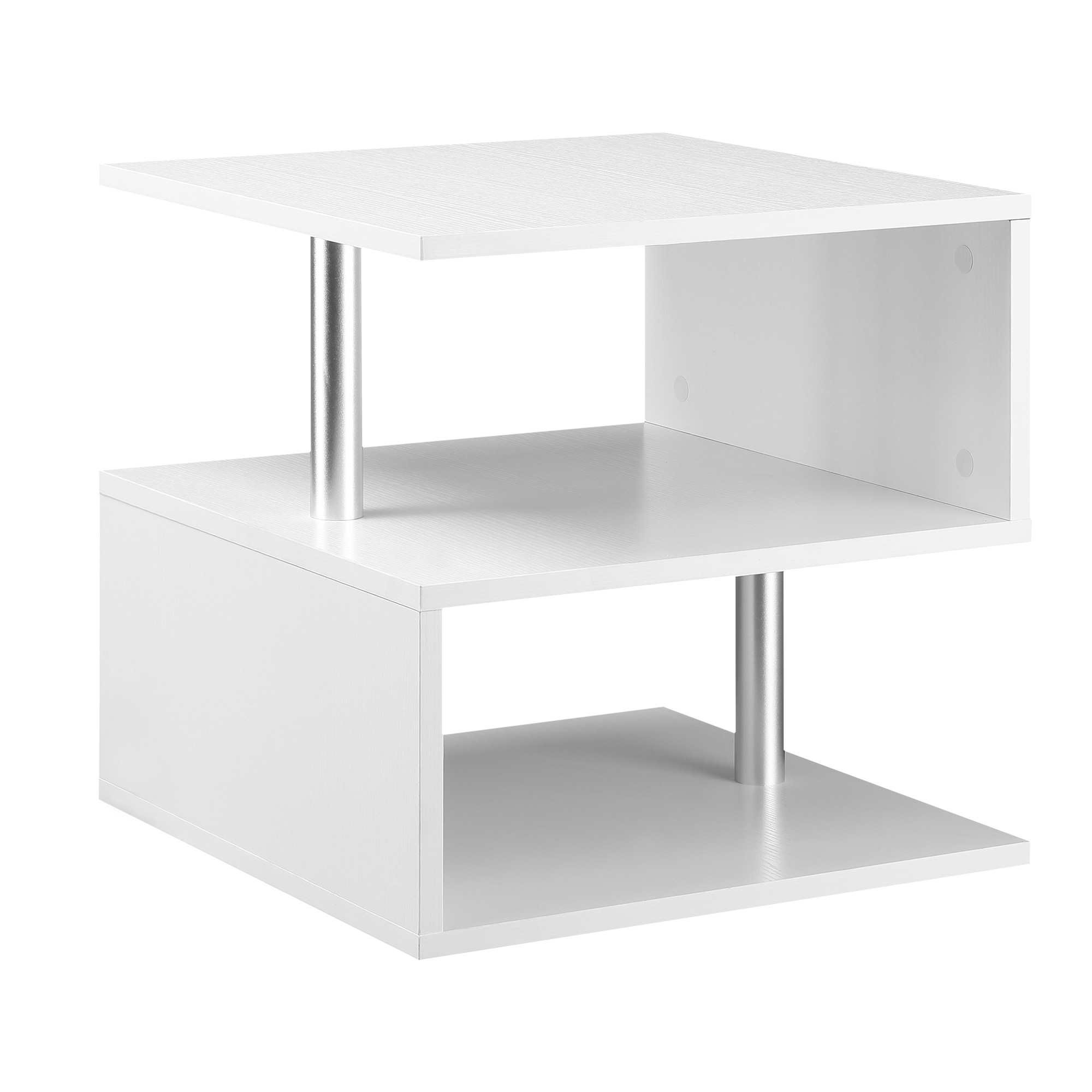Masuta living cu 2 etajere, din lemn si fier, sustine maxim 10kg, 50x50x50cm alb HOMCOM | Aosom RO Masuta living cu 2 etajere, din lemn si fier, sustine maxim 10kg, 50x50x50cm alb HOMCOM | Aosom RO