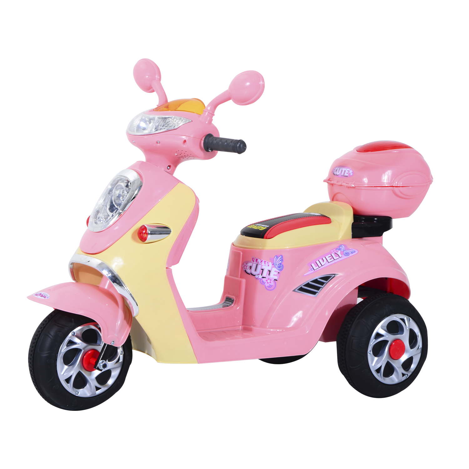 Motoreta Tricicleta Electrica HOMCOM pentru Fetite 6V, Lumini si Muzica, Roz | Aosom RO Motoreta Tricicleta Electrica HOMCOM pentru Fetite 6V, Lumini si Muzica, Roz | Aosom RO