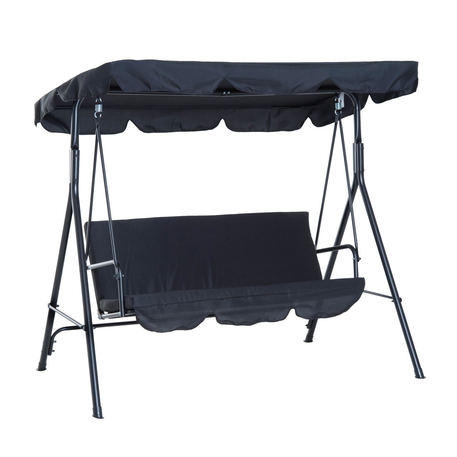 Outsunny Balansoar de Grădină 3 Locuri, cu Acoperiș Reglabil, Design Modern, Oțel Durabil, Negru, Ideal pentru Relaxare | Aosom Romania Outsunny Balansoar de Grădină 3 Locuri, cu Acoperiș Reglabil, Design Modern, Oțel Durabil, Negru, Ideal pentru Relaxare | Aosom Romania