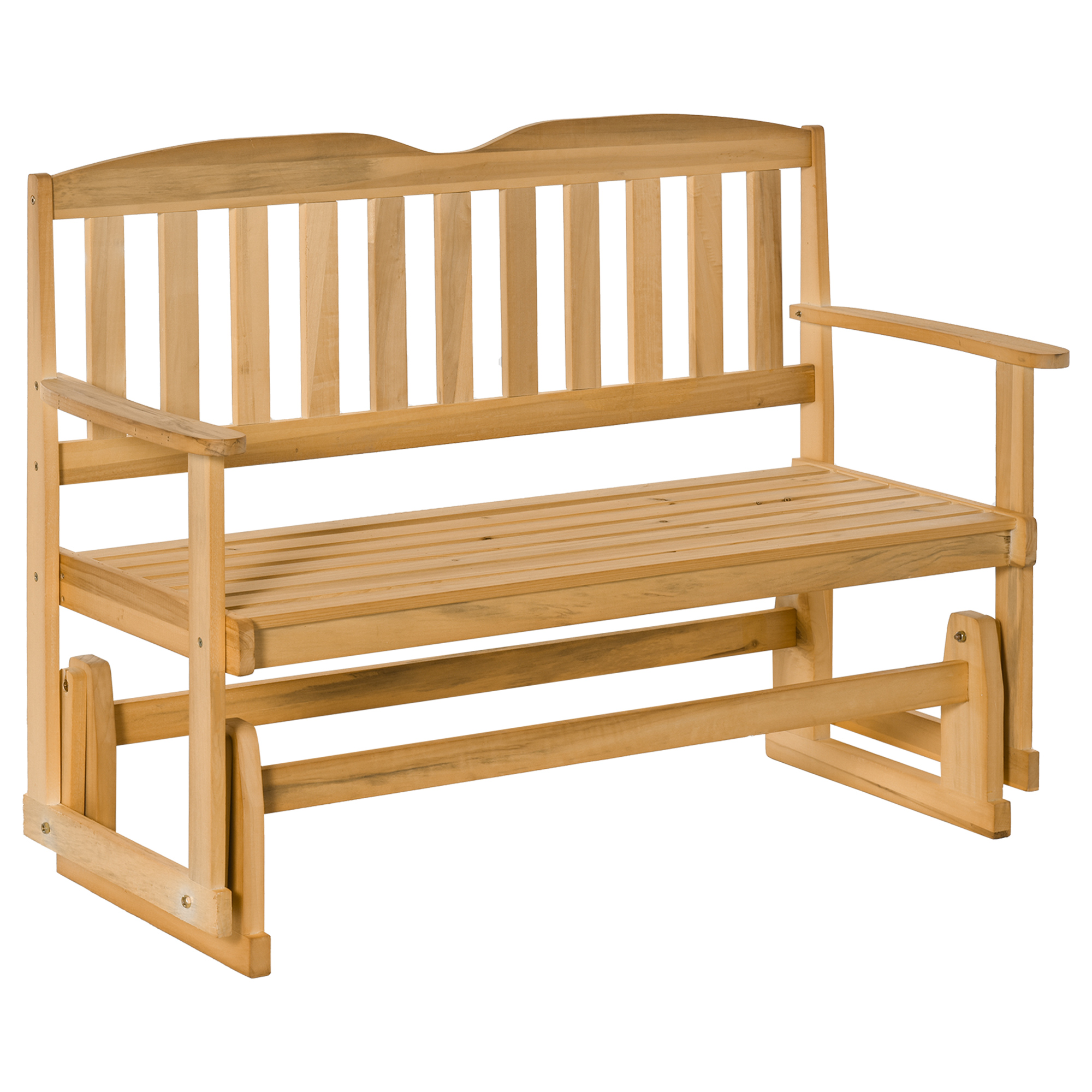 Outsunny Bancă Balansoar pentru Exterior, 2 Locuri, Design Clasic, din Lemn de Brad, cu Cotiere | Aosom Romania Outsunny Bancă Balansoar pentru Exterior, 2 Locuri, Design Clasic, din Lemn de Brad, cu Cotiere | Aosom Romania
