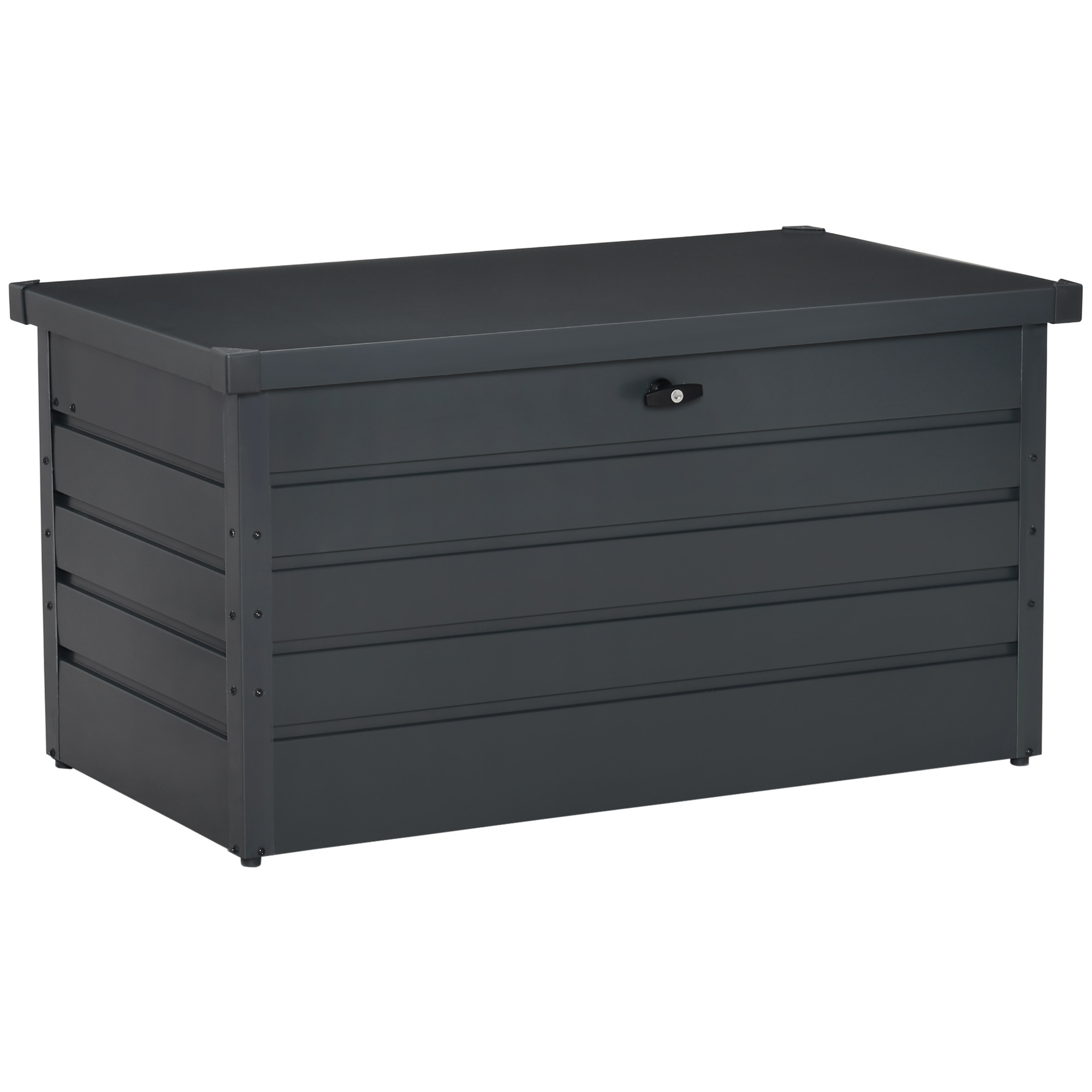 Outsunny Banca Lada de Depozitare de Gradina cu Cheie, Lada Moderna din Otel 120x62x62cm Outsunny Banca Lada de Depozitare de Gradina cu Cheie, Lada Moderna din Otel 120x62x62cm