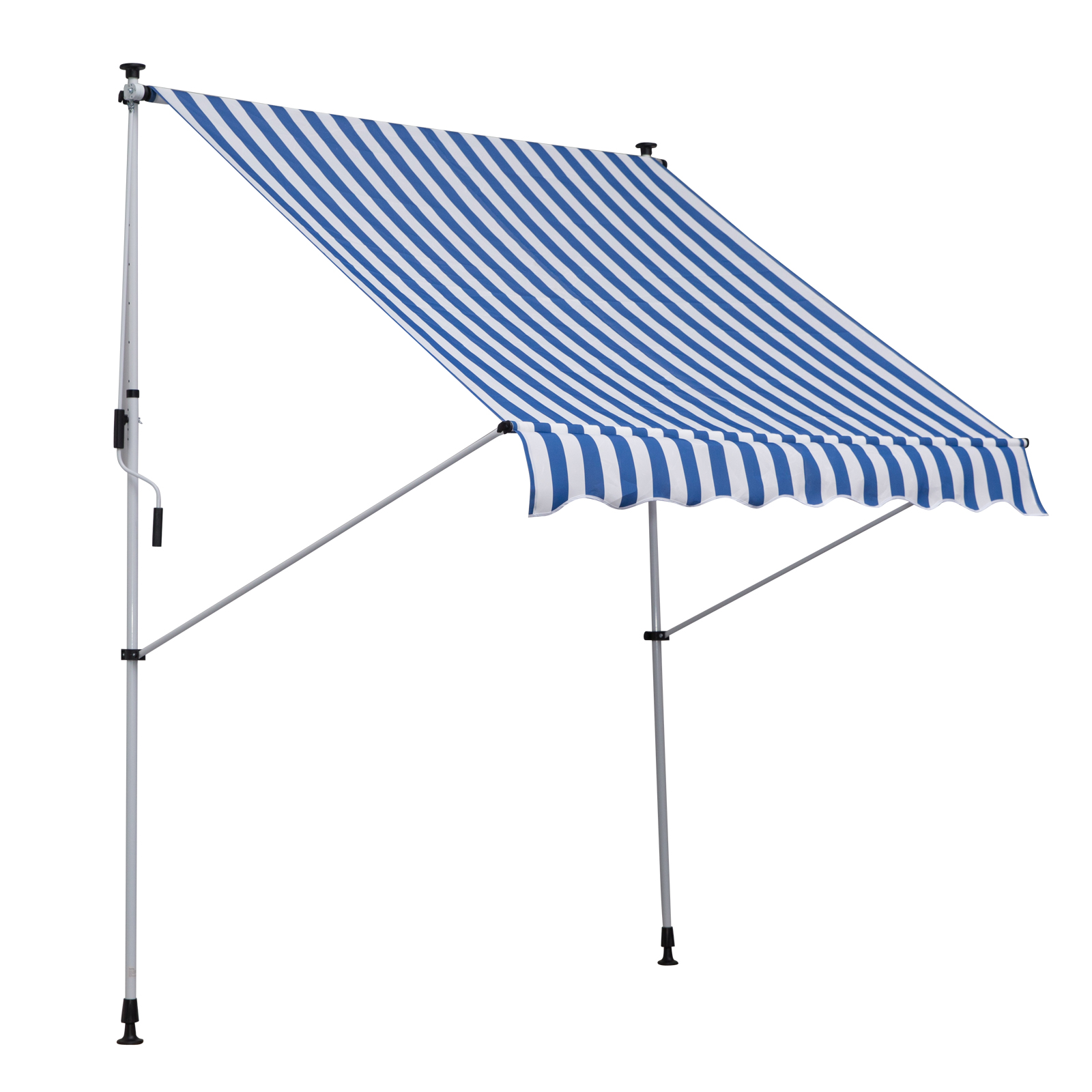 Outsunny Copertină Roll-Up pentru Exterior cu Manivelă, Cadru Telescopic și Unghi Reglabil, Albastru și Alb, 200x150cm | Aosom Romania Outsunny Copertină Roll-Up pentru Exterior cu Manivelă, Cadru Telescopic și Unghi Reglabil, Albastru și Alb, 200x150cm | Aosom Romania