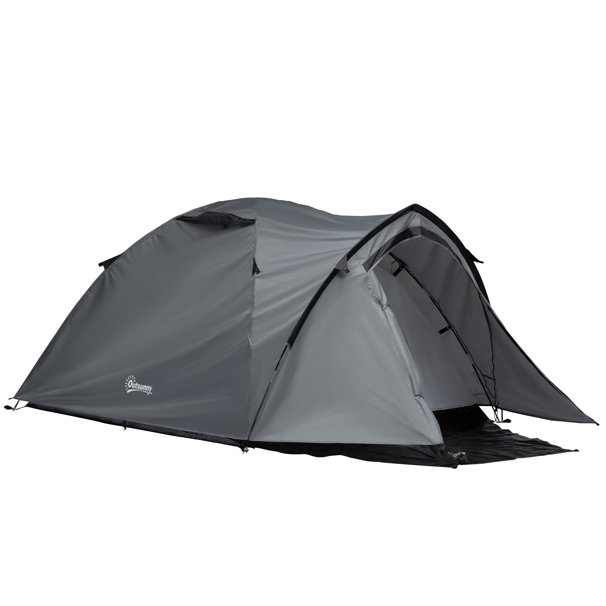 Outsunny Cort Camping Impermeabil 4 Locuri Impermeabil cu Vestibul, Ferestre si Usi cu fermoar, 325x183x130cm Gri Outsunny Cort Camping Impermeabil 4 Locuri Impermeabil cu Vestibul, Ferestre si Usi cu fermoar, 325x183x130cm Gri