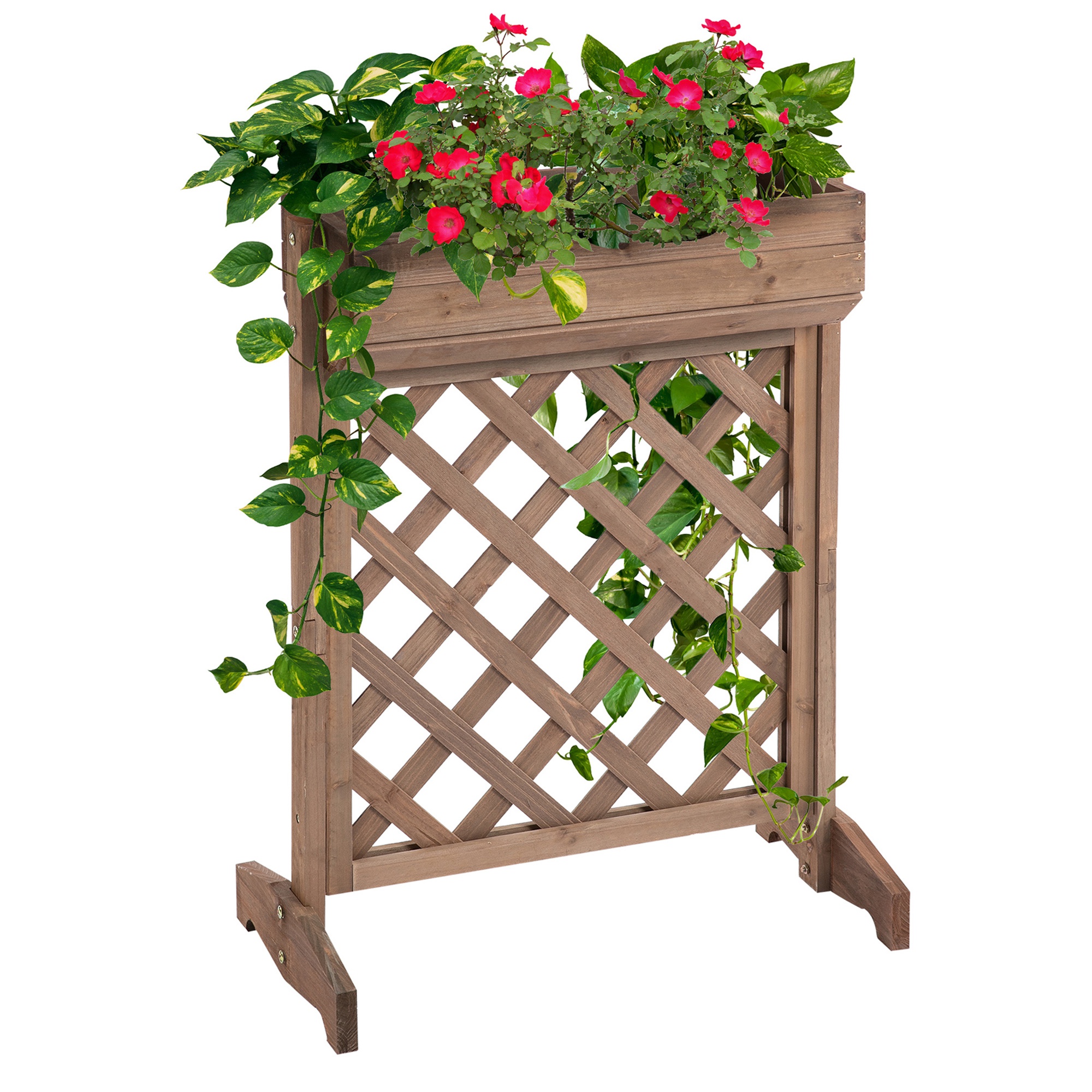 Outsunny Ghiveci Vertical cu Grilă pentru Plante Cățărătoare 68x30x85.5 cm Maro pentru Grădină | Aosom Romania Outsunny Ghiveci Vertical cu Grilă pentru Plante Cățărătoare 68x30x85.5 cm Maro pentru Grădină | Aosom Romania