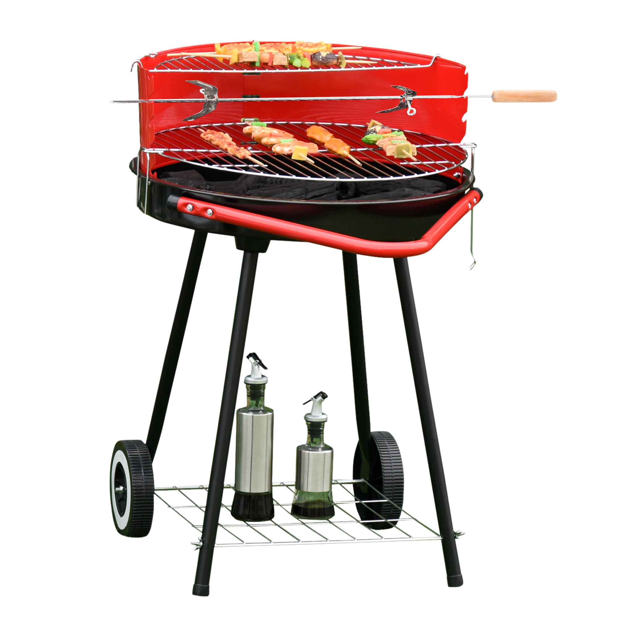 Outsunny Grătar Barbecue Portabil Reglabil, Grătar de Grădină, 67x51x82cm, Negru și Roșu | Aosom Romania Outsunny Grătar Barbecue Portabil Reglabil, Grătar de Grădină, 67x51x82cm, Negru și Roșu | Aosom Romania