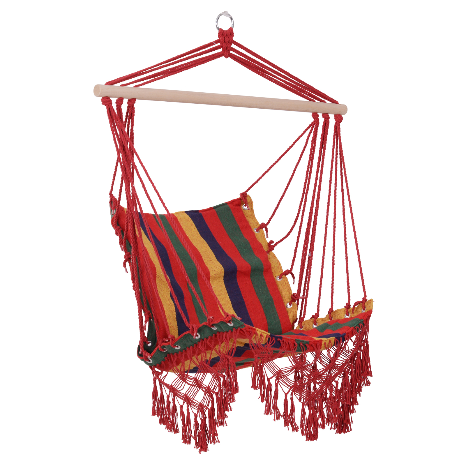 Outsunny Hamac Scaun Suspendat din Poliester Rezistent, Design Colorat, 100x60x100 cm | Aosom Romania Outsunny Hamac Scaun Suspendat din Poliester Rezistent, Design Colorat, 100x60x100 cm | Aosom Romania